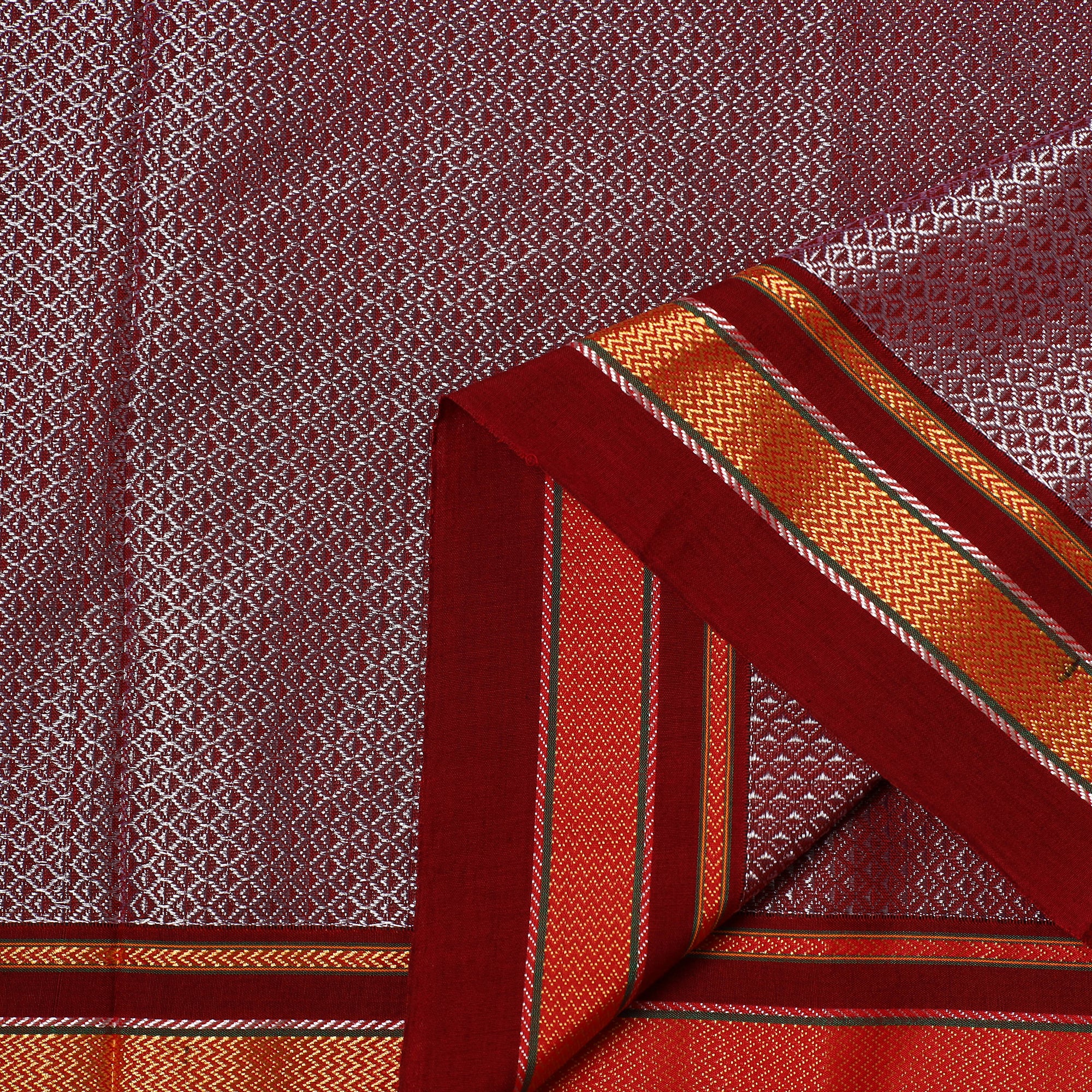 Maroon - Karnataka Weave Cotton Khun Fabric 06 - Image 3