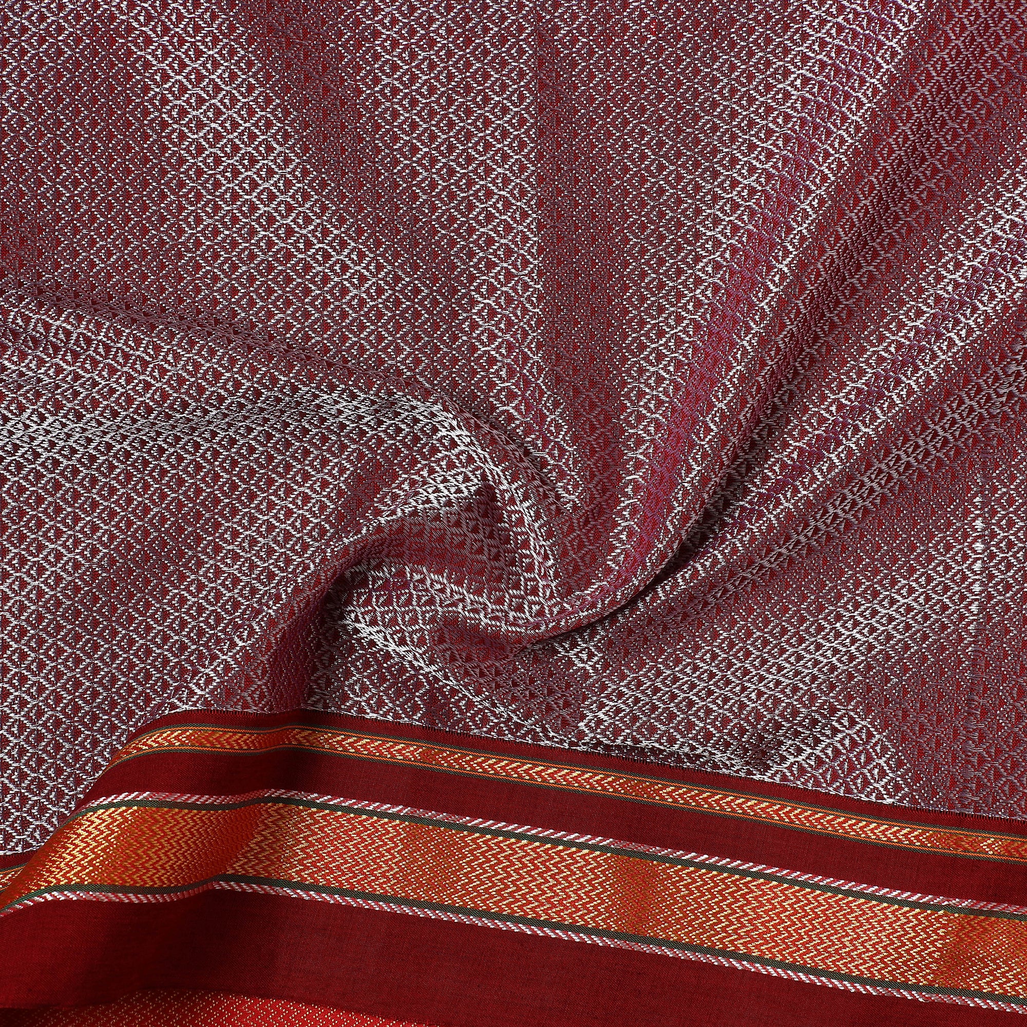 Maroon - Karnataka Weave Cotton Khun Fabric 06 - Image 4