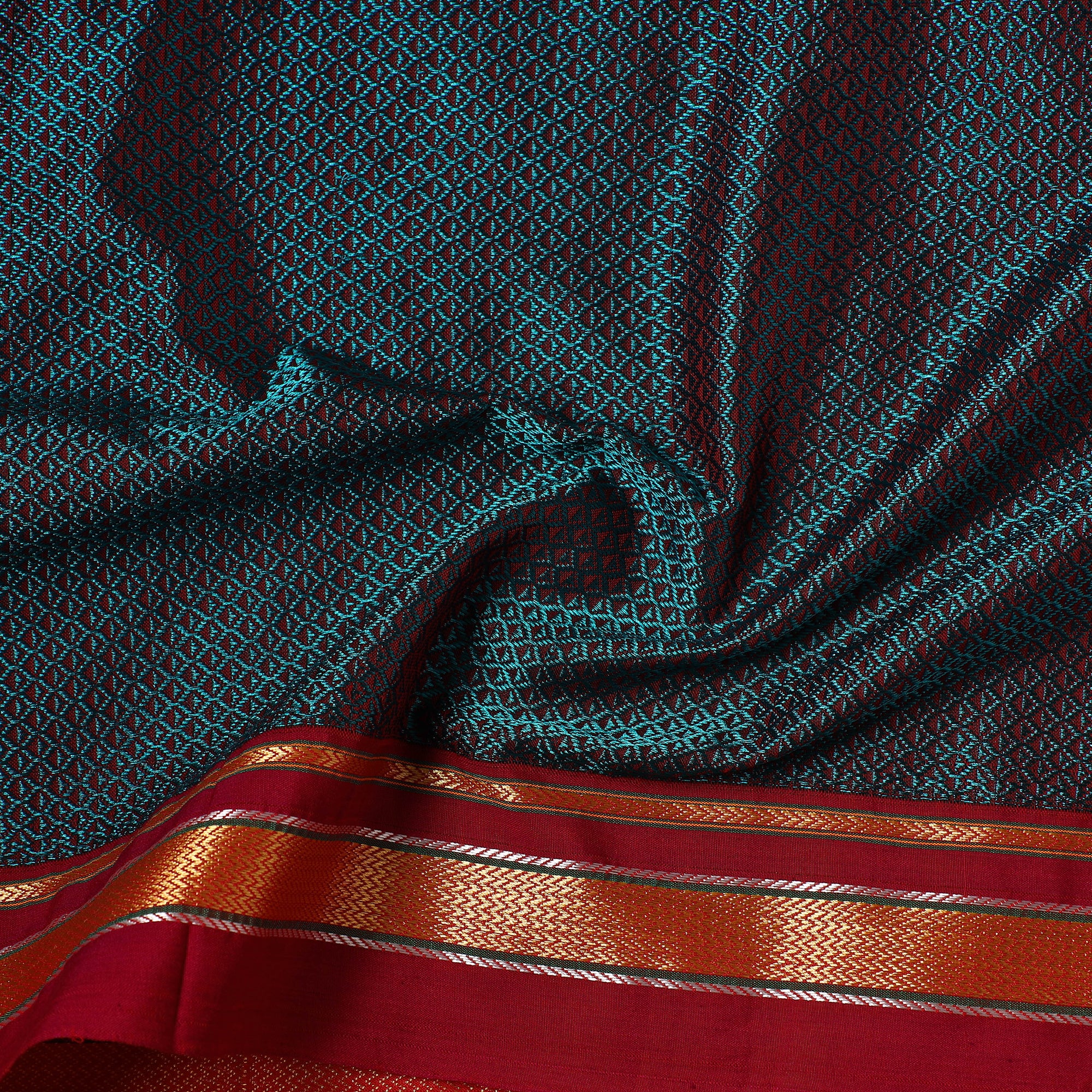 Blue - Karnataka Weave Cotton Khun Fabric 07 - Image 4