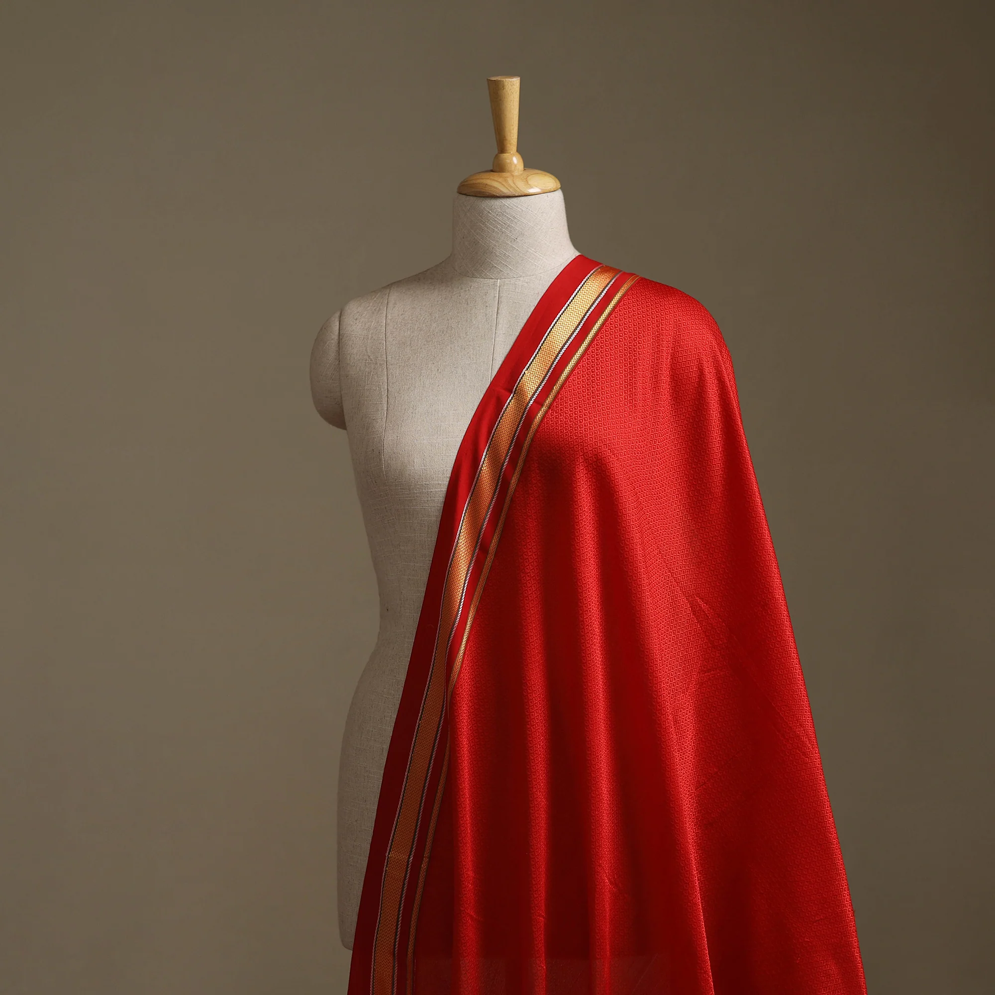 Red - Karnataka Weave Cotton Khun Fabric 08