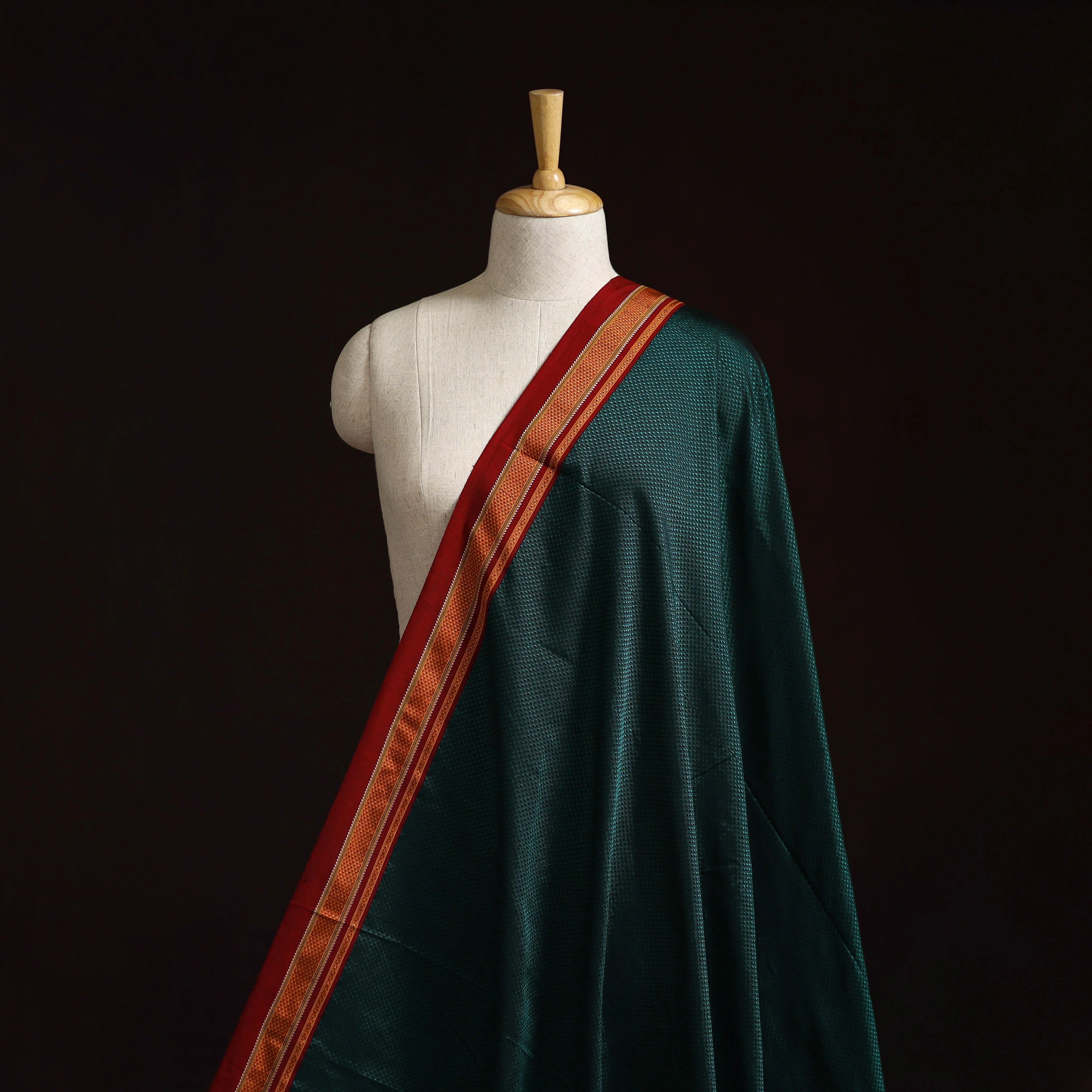 Green - Karnataka Weave Cotton Khun Fabric 11
