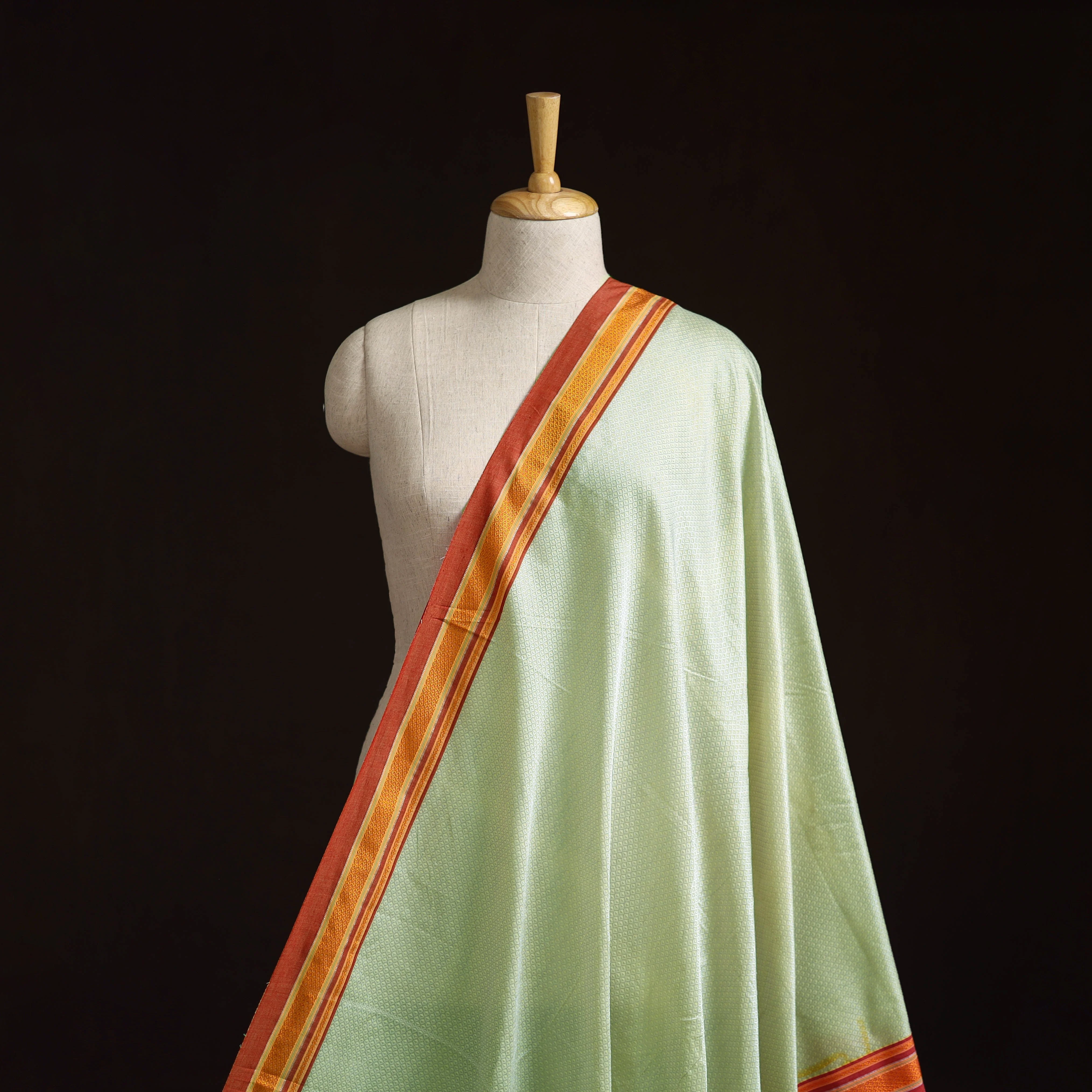 Green - Karnataka Weave Cotton Khun Fabric 16