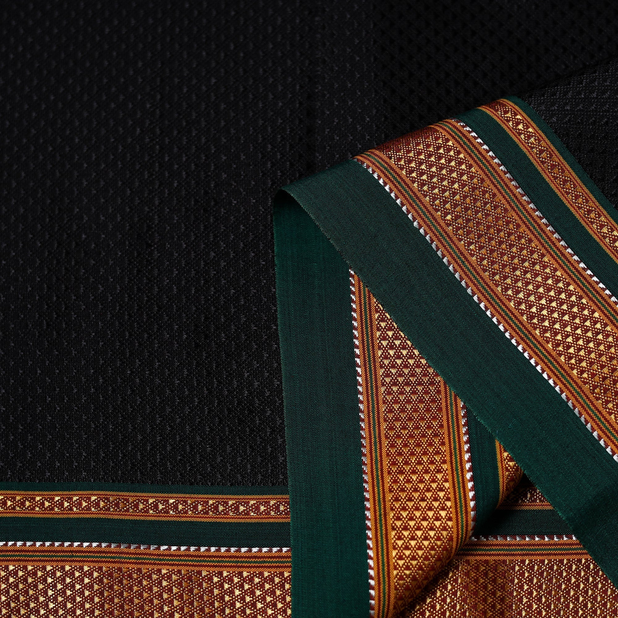 Black - Karnataka Weave Cotton Khun Fabric 17 - Image 3