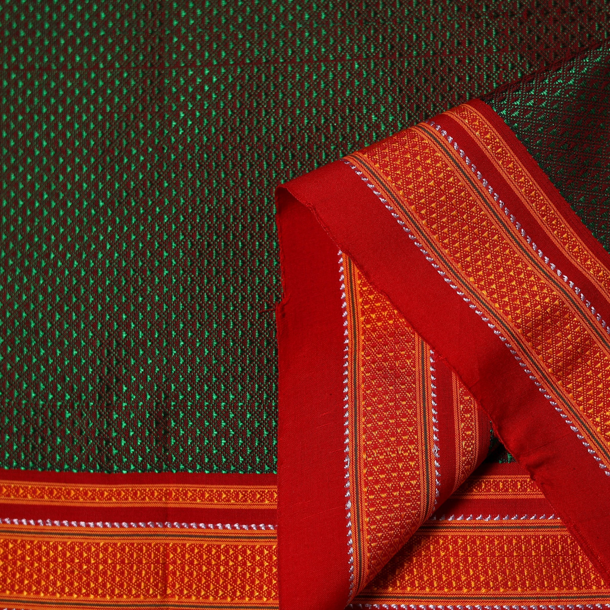 Green - Karnataka Weave Cotton Khun Fabric 18 - Image 3