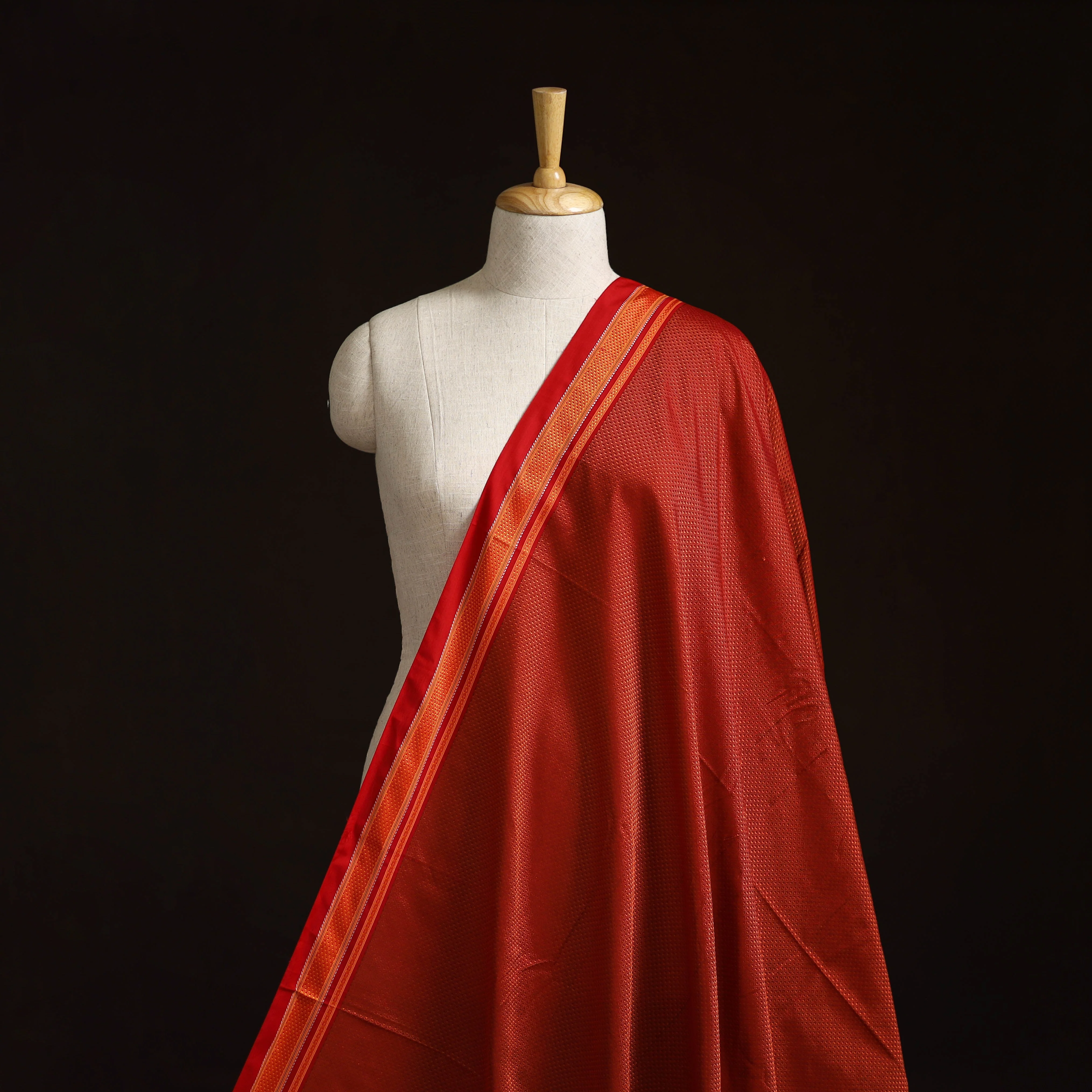 Red - Karnataka Weave Cotton Khun Fabric 19
