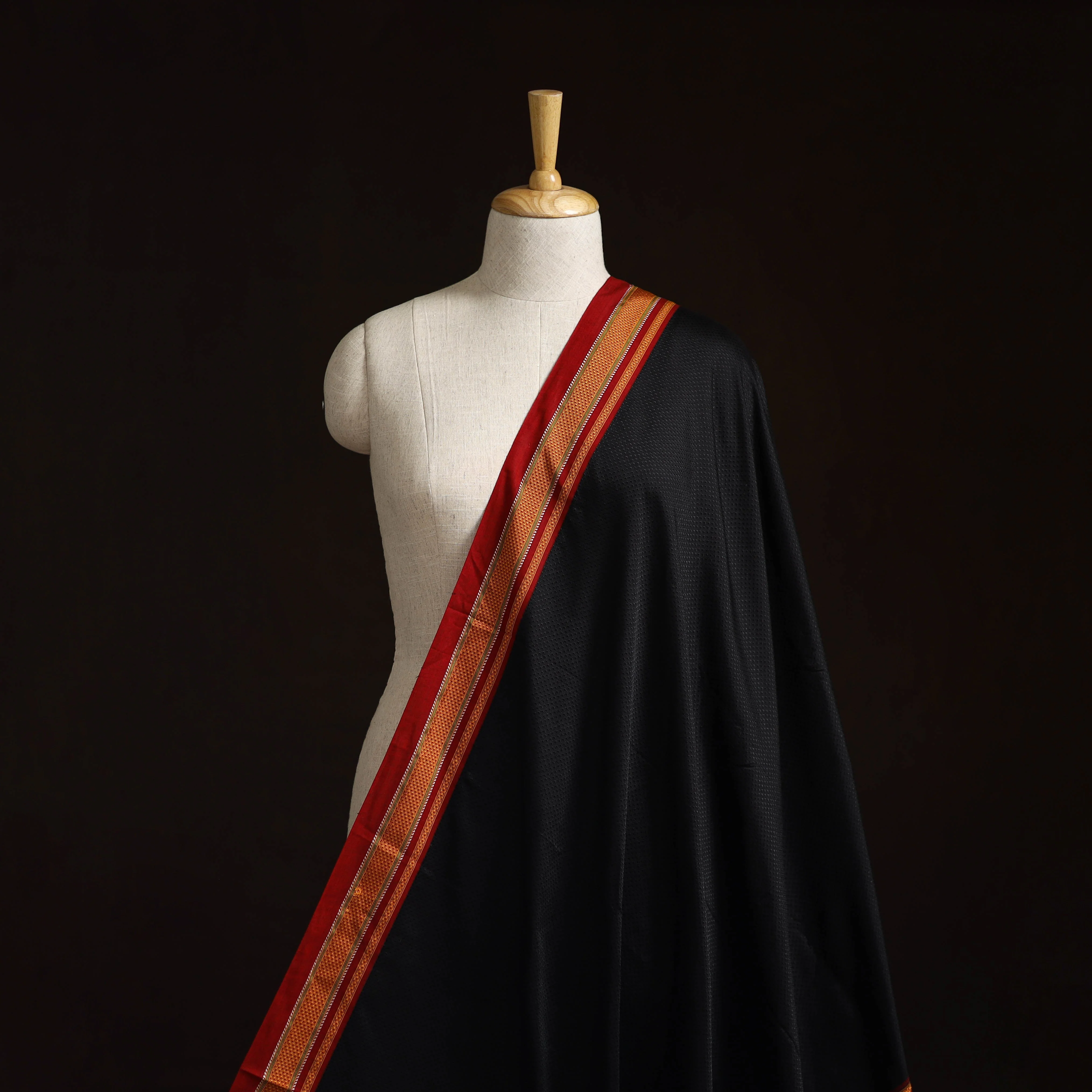 Black - Karnataka Weave Cotton Khun Fabric 22