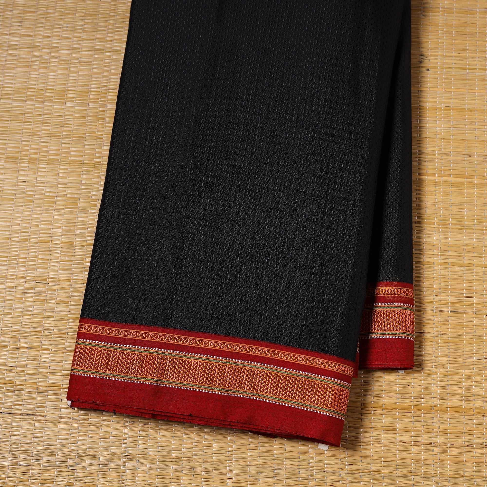 Black - Karnataka Weave Cotton Khun Fabric 22 - Image 2
