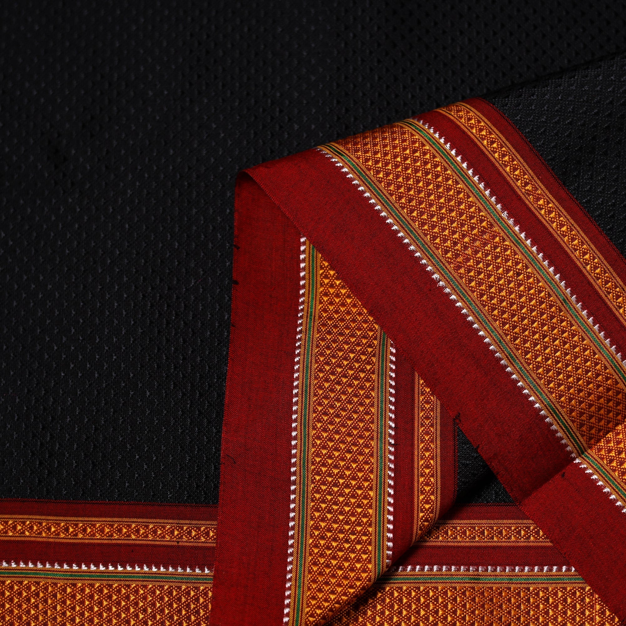 Black - Karnataka Weave Cotton Khun Fabric 22 - Image 3