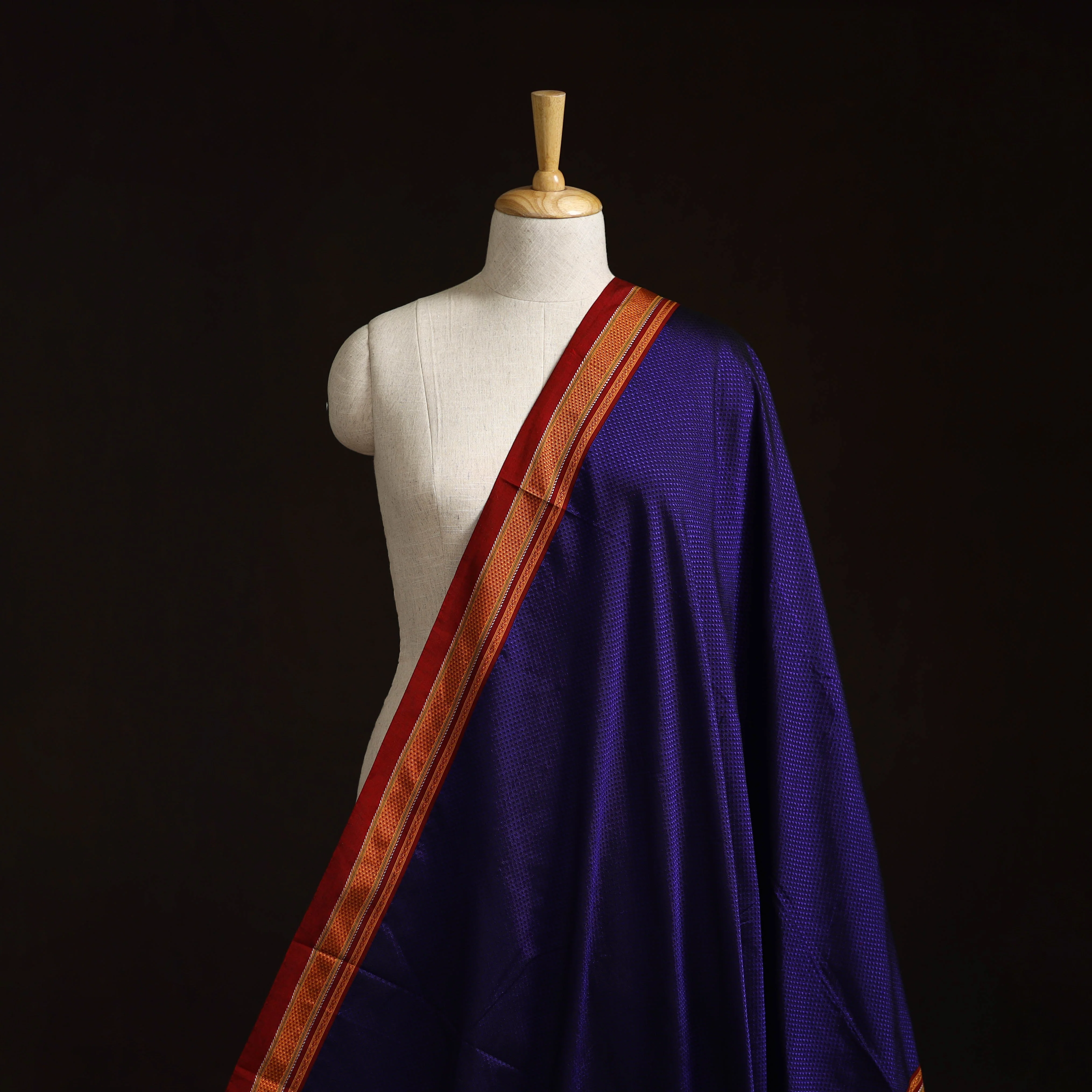 Purple - Karnataka Weave Cotton Khun Fabric 23