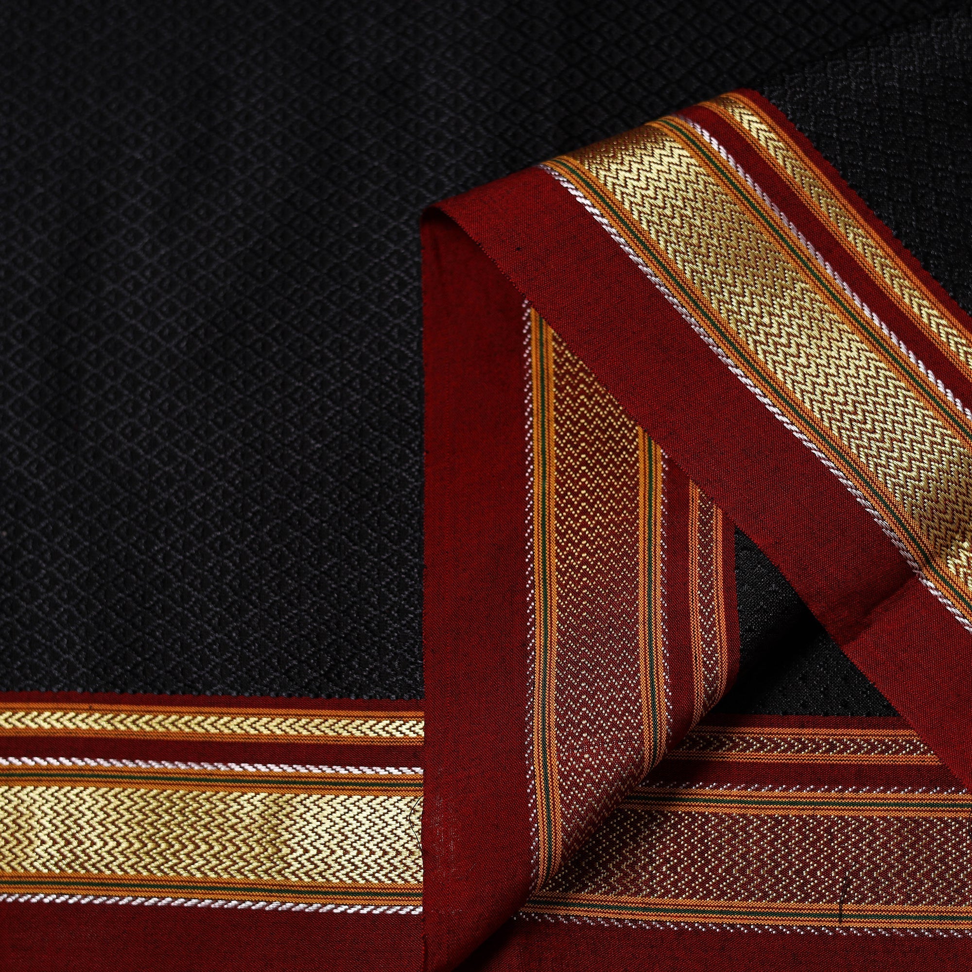 Black - Karnataka Weave Cotton Khun Fabric 24 - Image 3