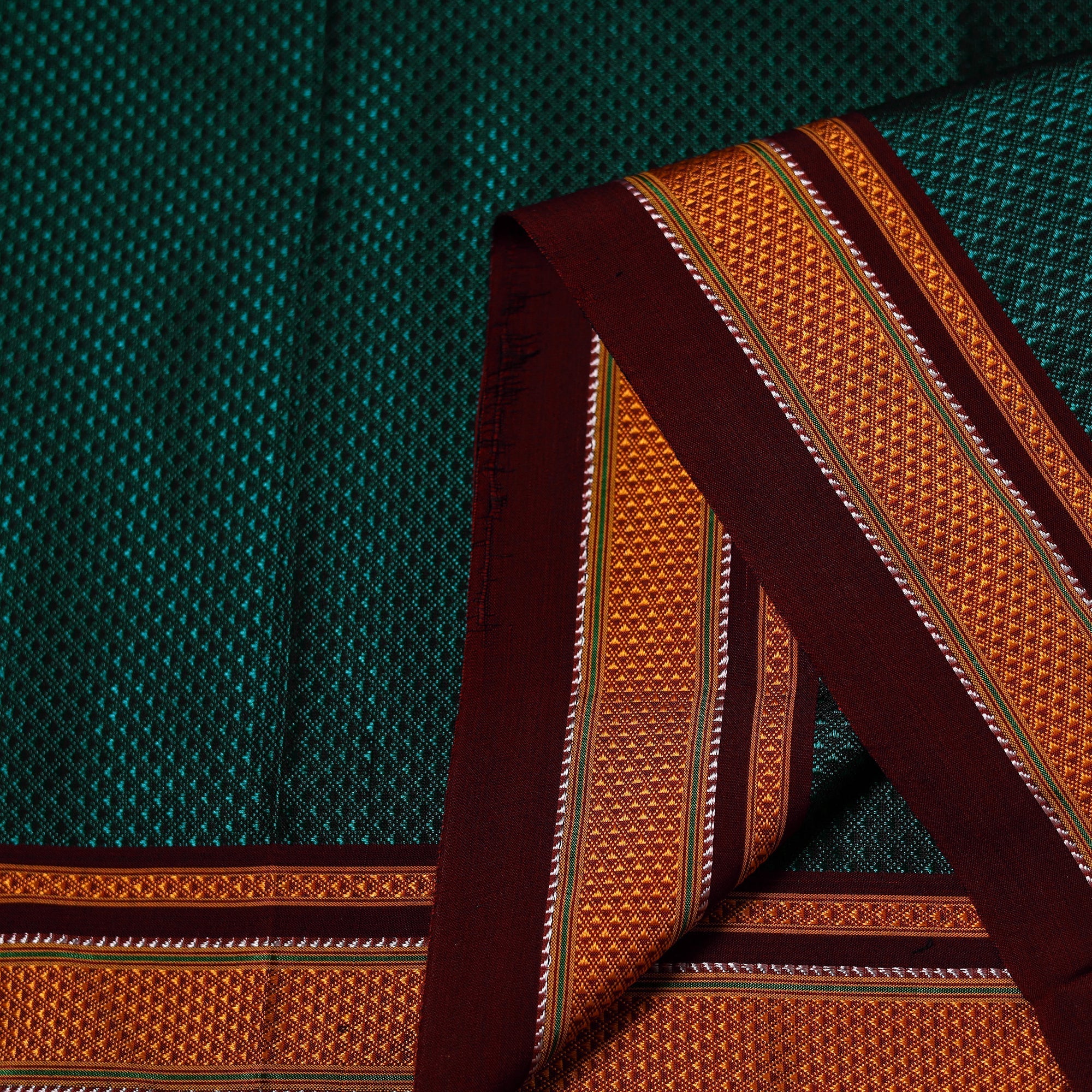 Green - Karnataka Weave Cotton Khun Fabric 25 - Image 3