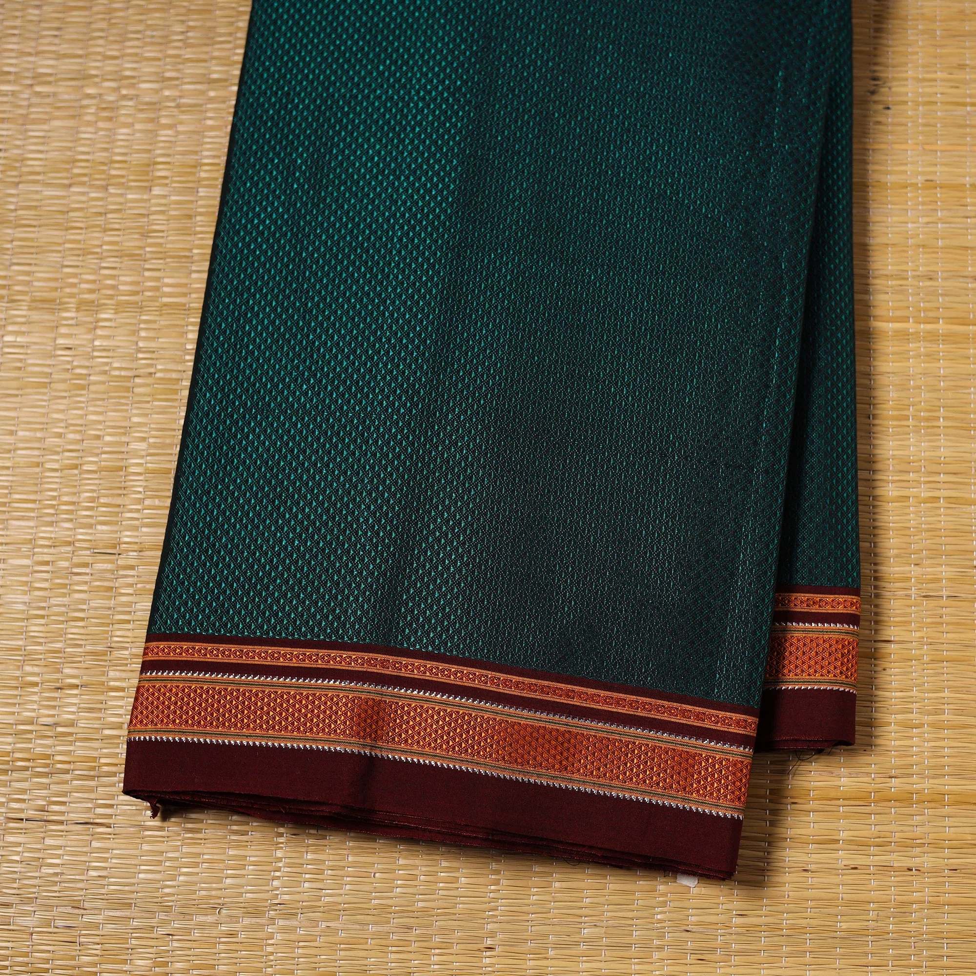 Green - Karnataka Weave Cotton Khun Fabric 41 - Image 2