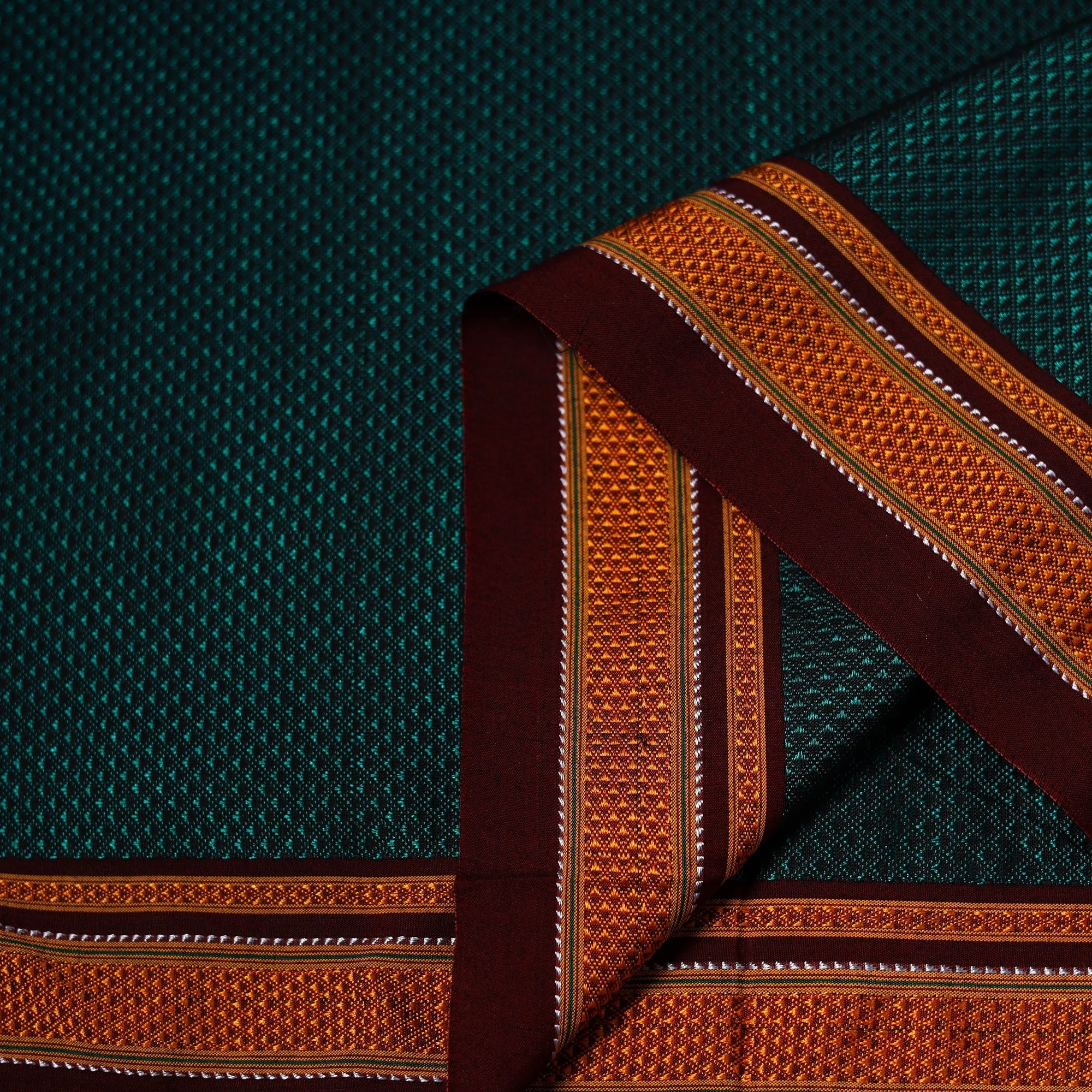 Green - Karnataka Weave Cotton Khun Fabric 41 - Image 3