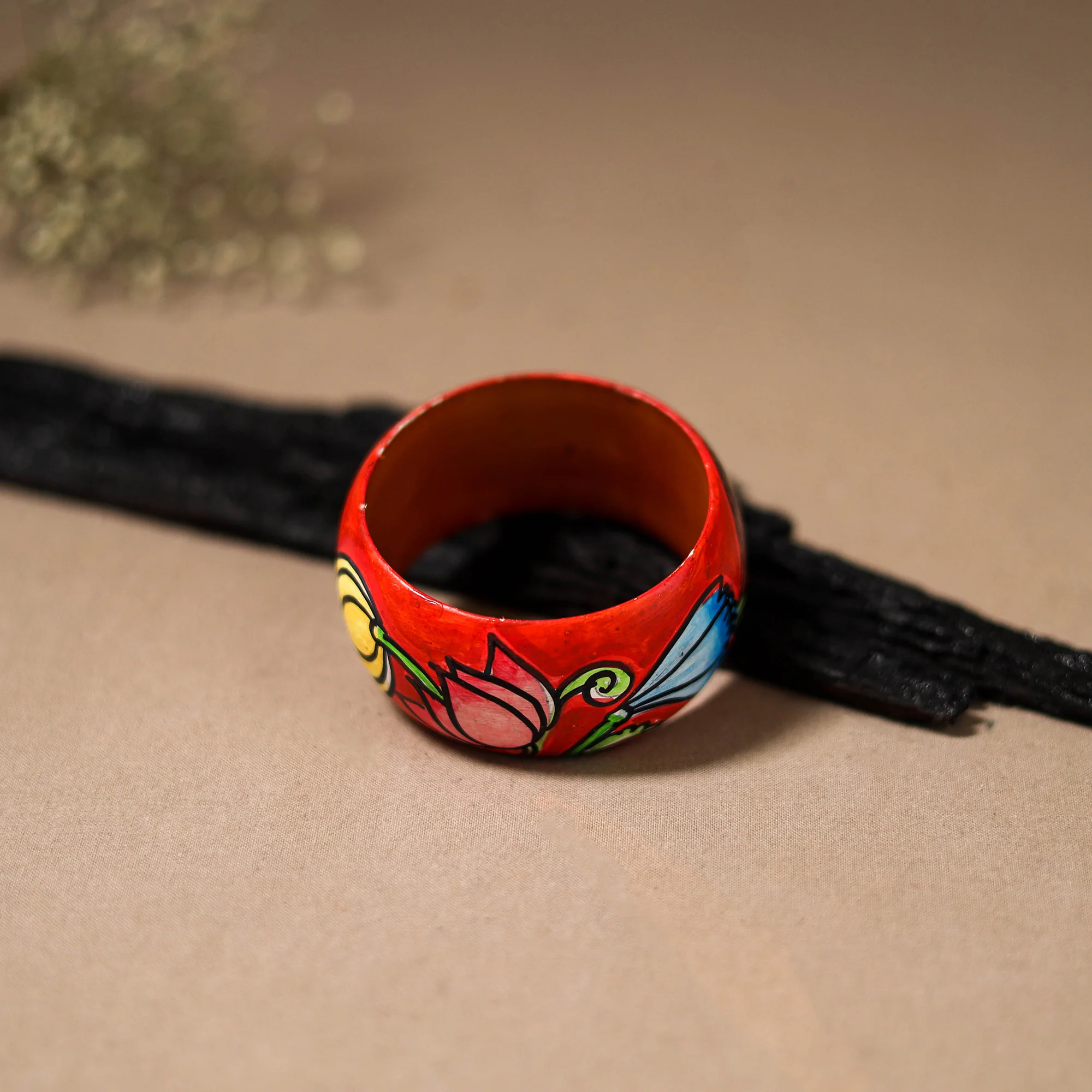 Kerala Mural Handpainted Wooden Bangle (Size - 2-8) 97