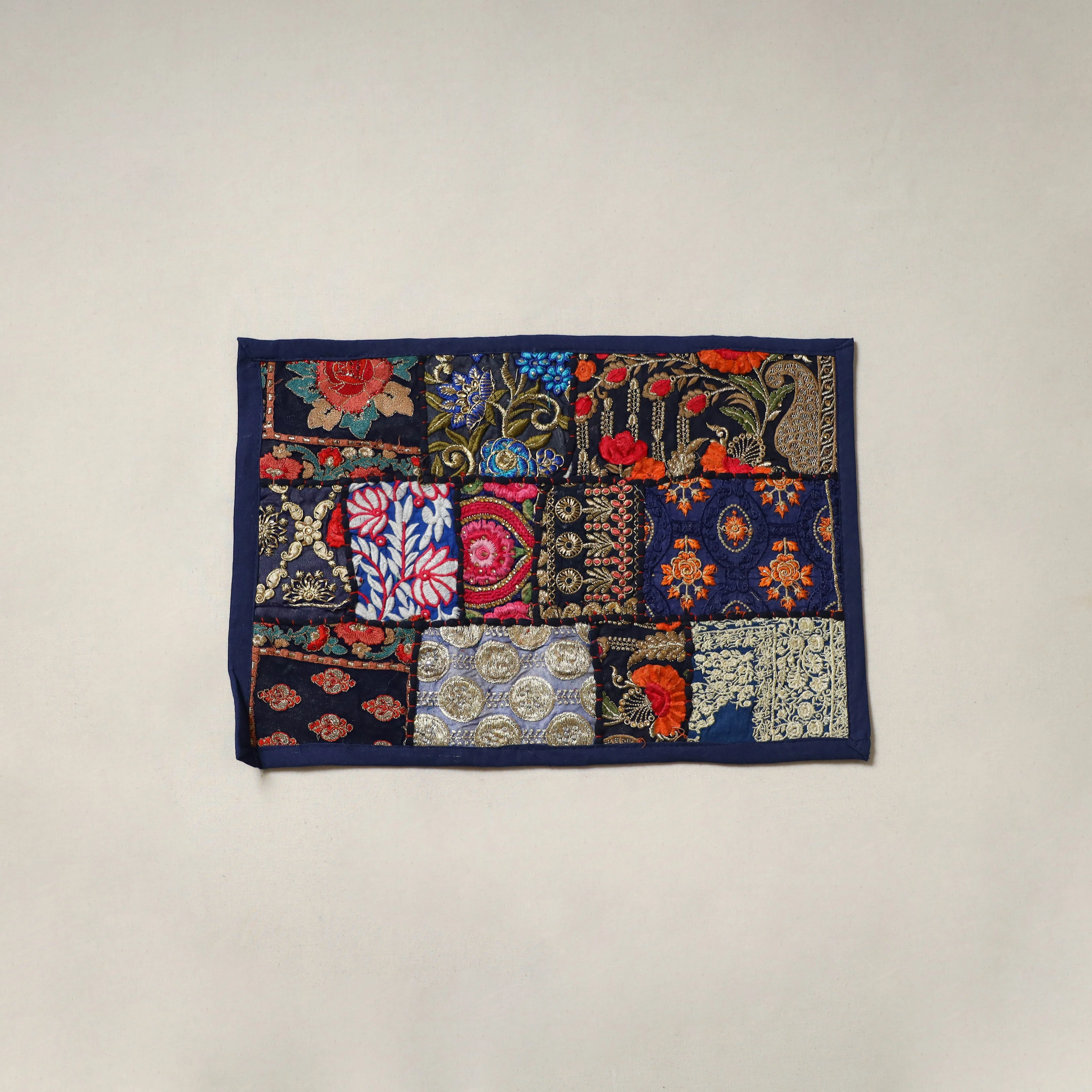 Blue - Khambadiya Patchwork Table Mat (12 x 18 in) 17