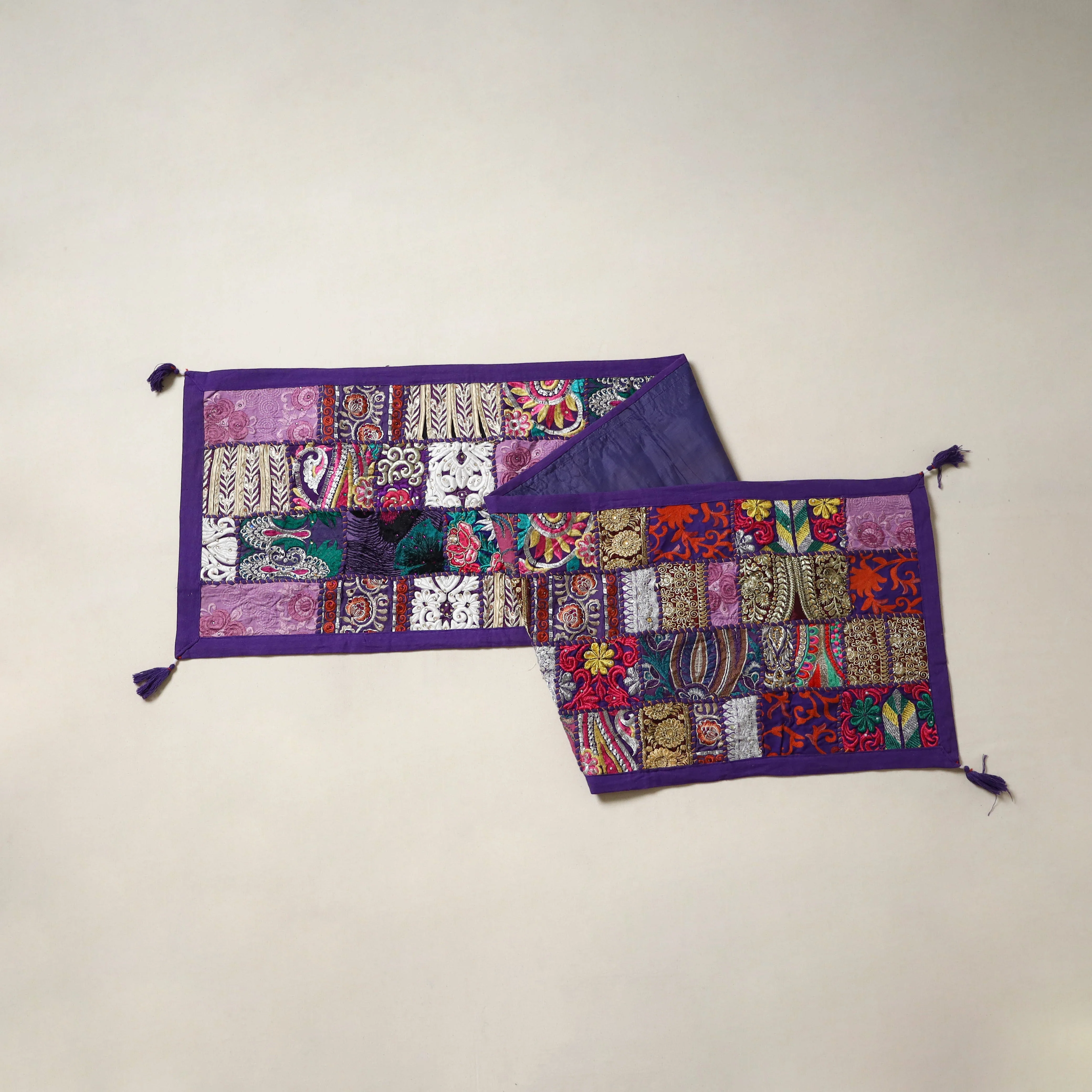 Purple - Khambadiya Patchwork Table Runner (71 x 16 in) 04