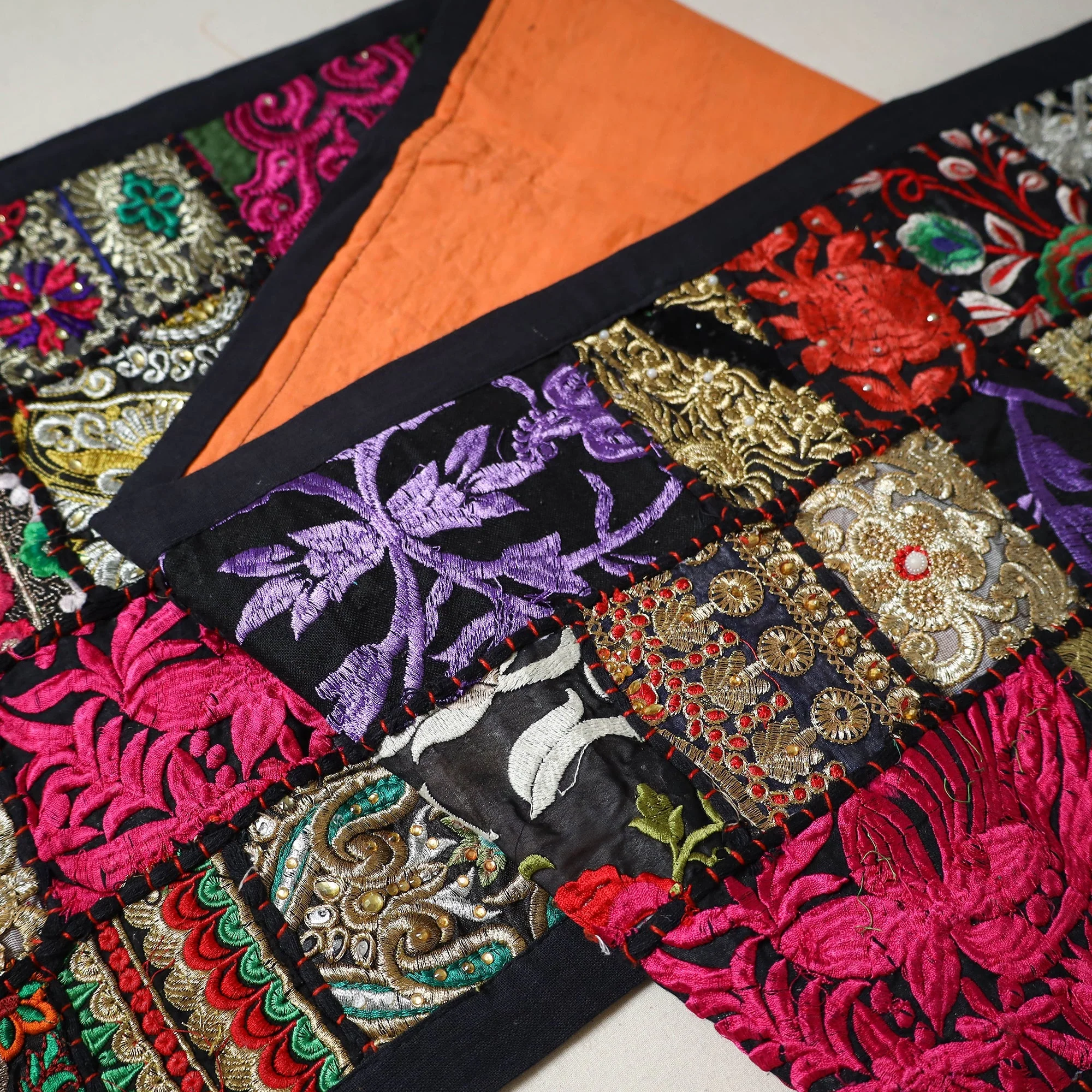 Black - Khambadiya Patchwork Table Runner (71 x 16 in) 05 - Image 3
