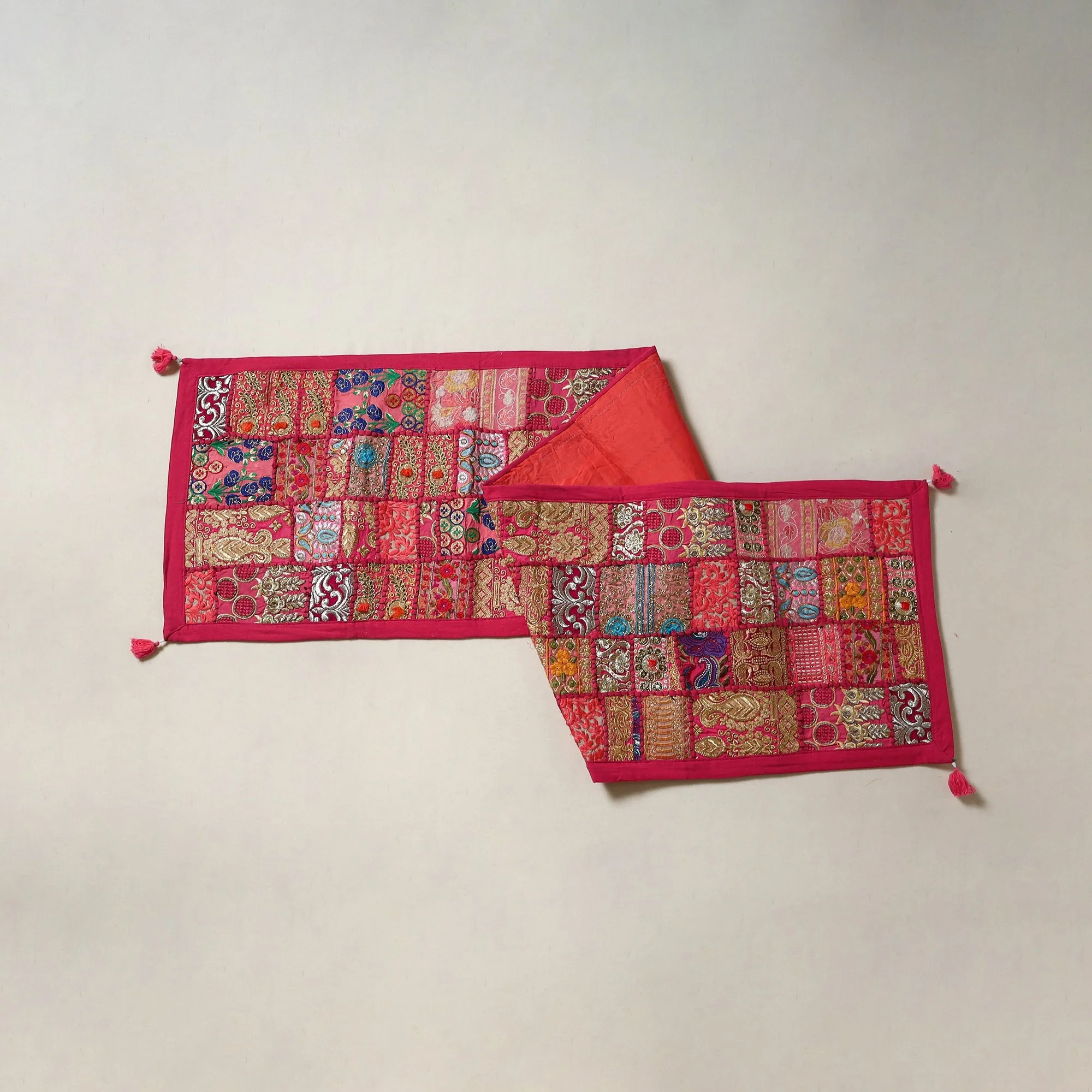 Pink - Khambadiya Patchwork Table Runner (71 x 16 in) 07
