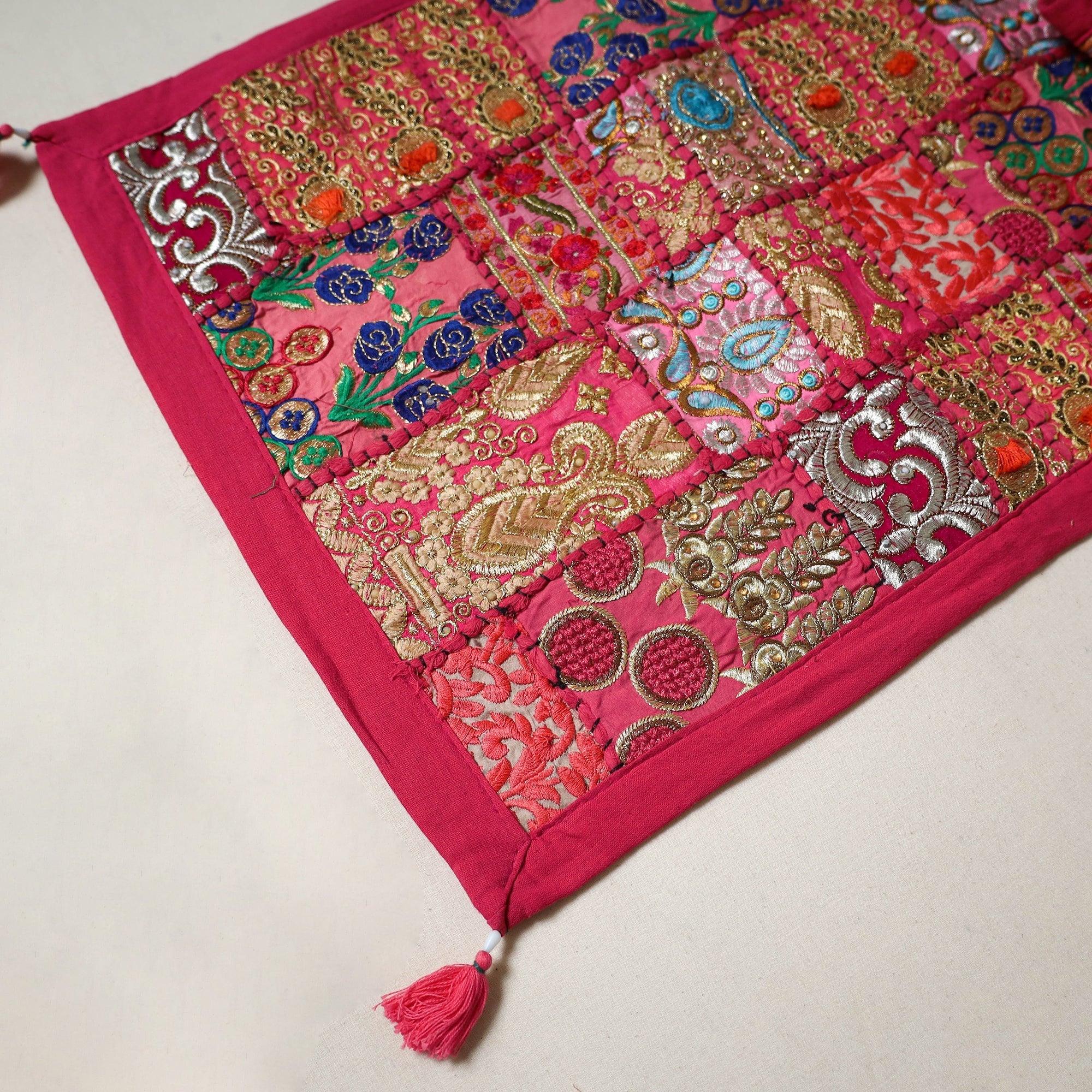 Pink - Khambadiya Patchwork Table Runner (71 x 16 in) 07 - Image 2