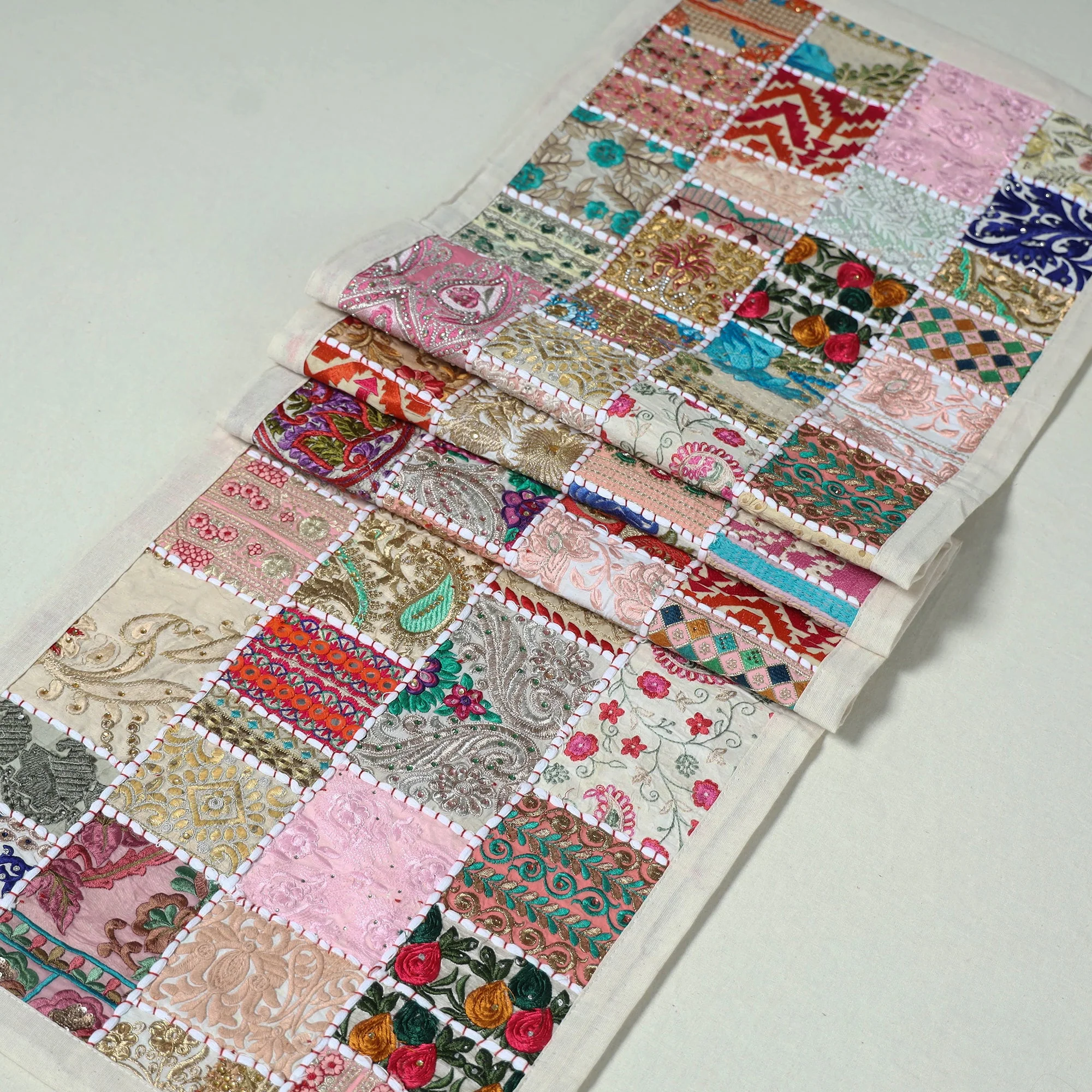Khambadiya Patchwork Table Runner (73 x 17 in) 09 - Image 2