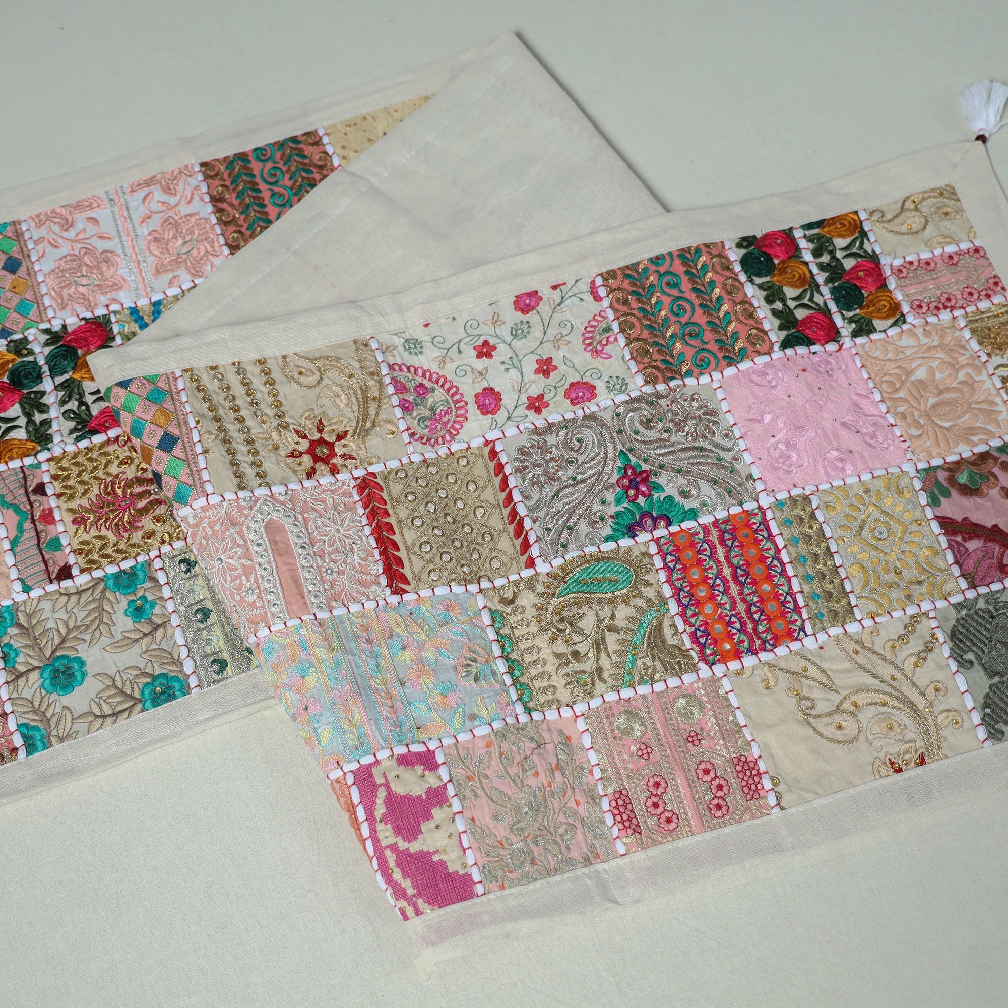 Khambadiya Patchwork Table Runner (73 x 17 in) 09 - Image 5