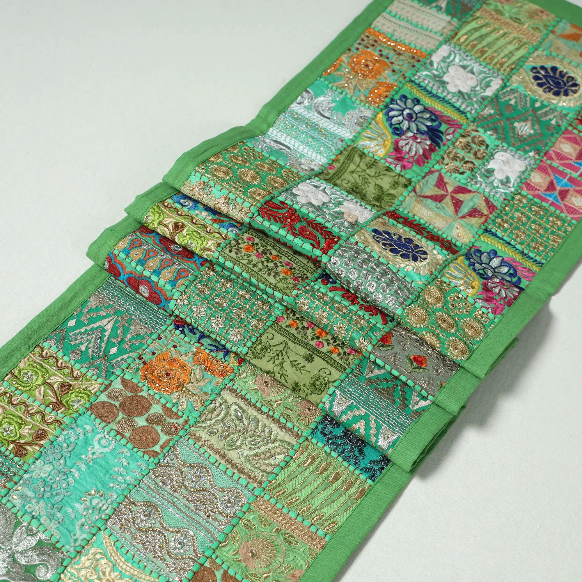 Khambadiya Patchwork Table Runner (73 x 17 in) 13 - Image 2