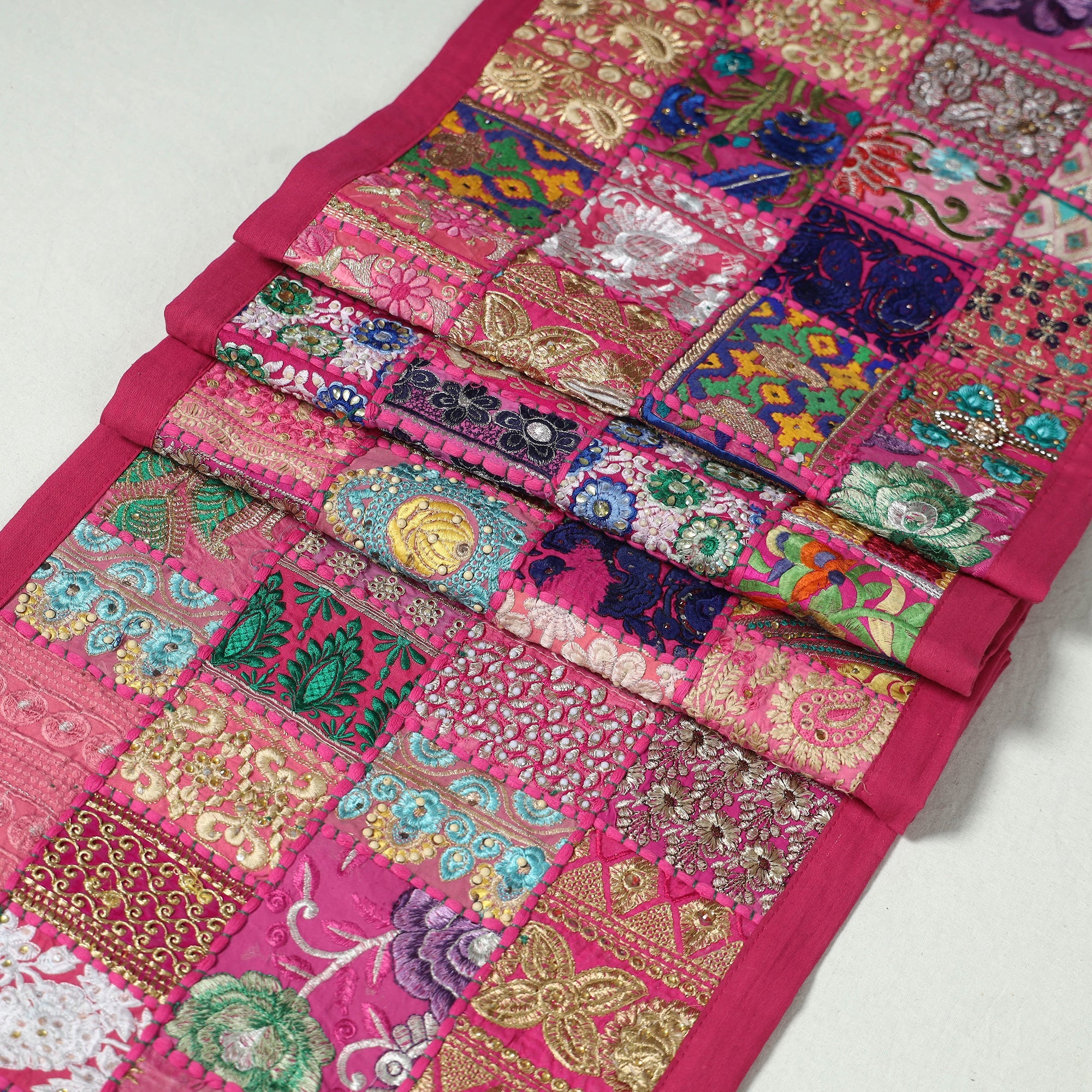 Khambadiya Patchwork Table Runner (73 x 17 in) 19 - Image 2