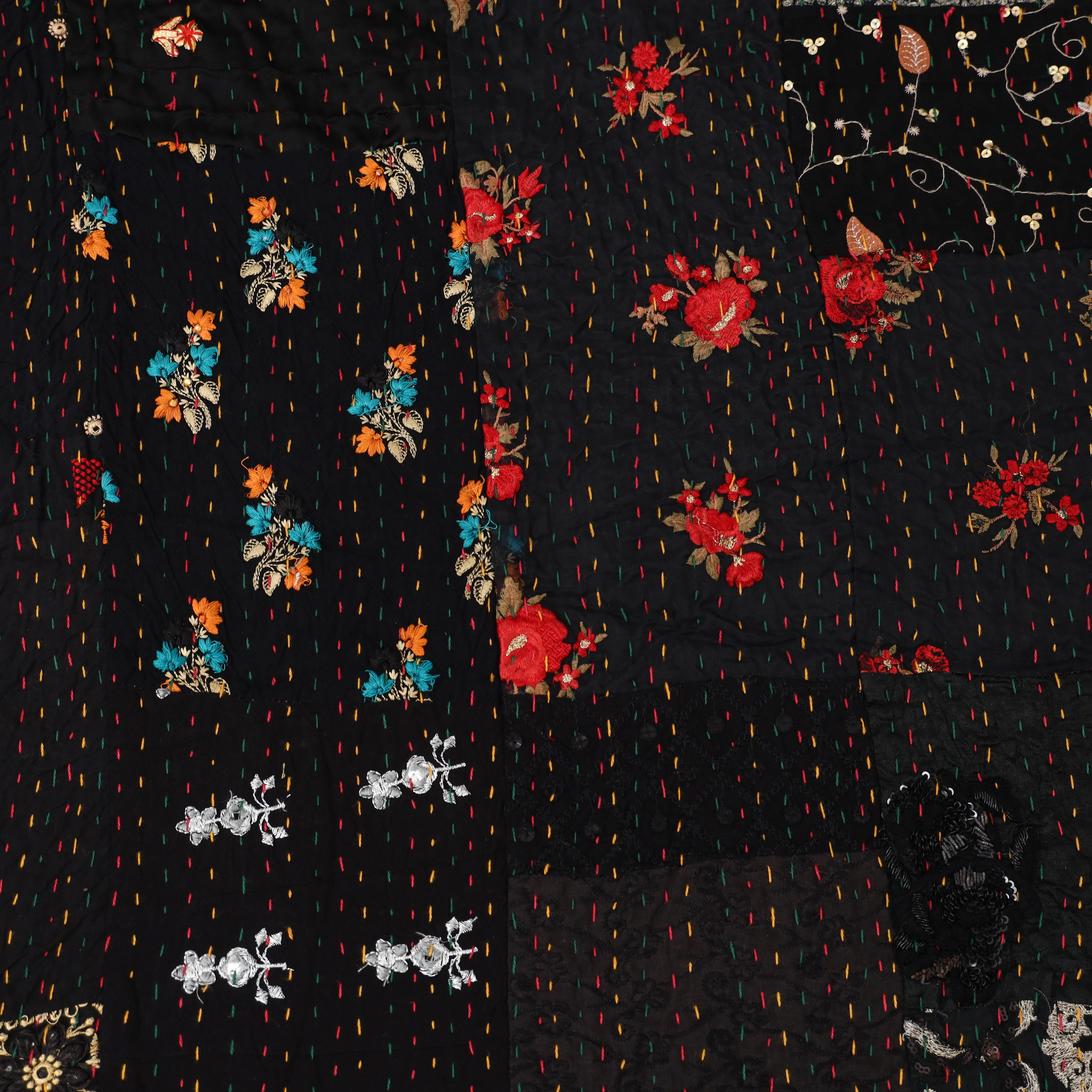 Black - Khambadiya Tagai Patchwork Quilt / Gudri / Blanket 15 - Image 5