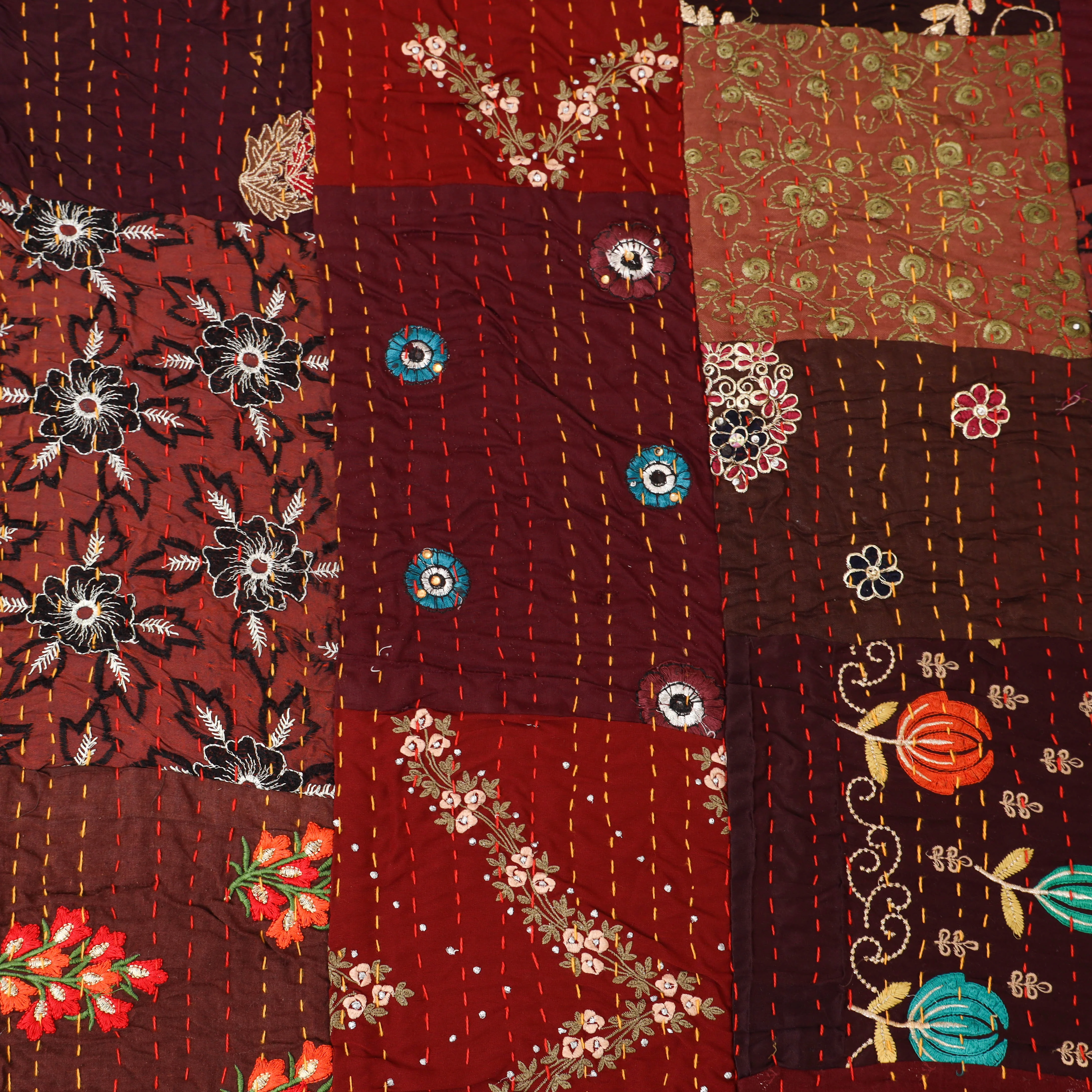 Brown - Khambadiya Tagai Patchwork Quilt / Gudri / Blanket 19 - Image 5