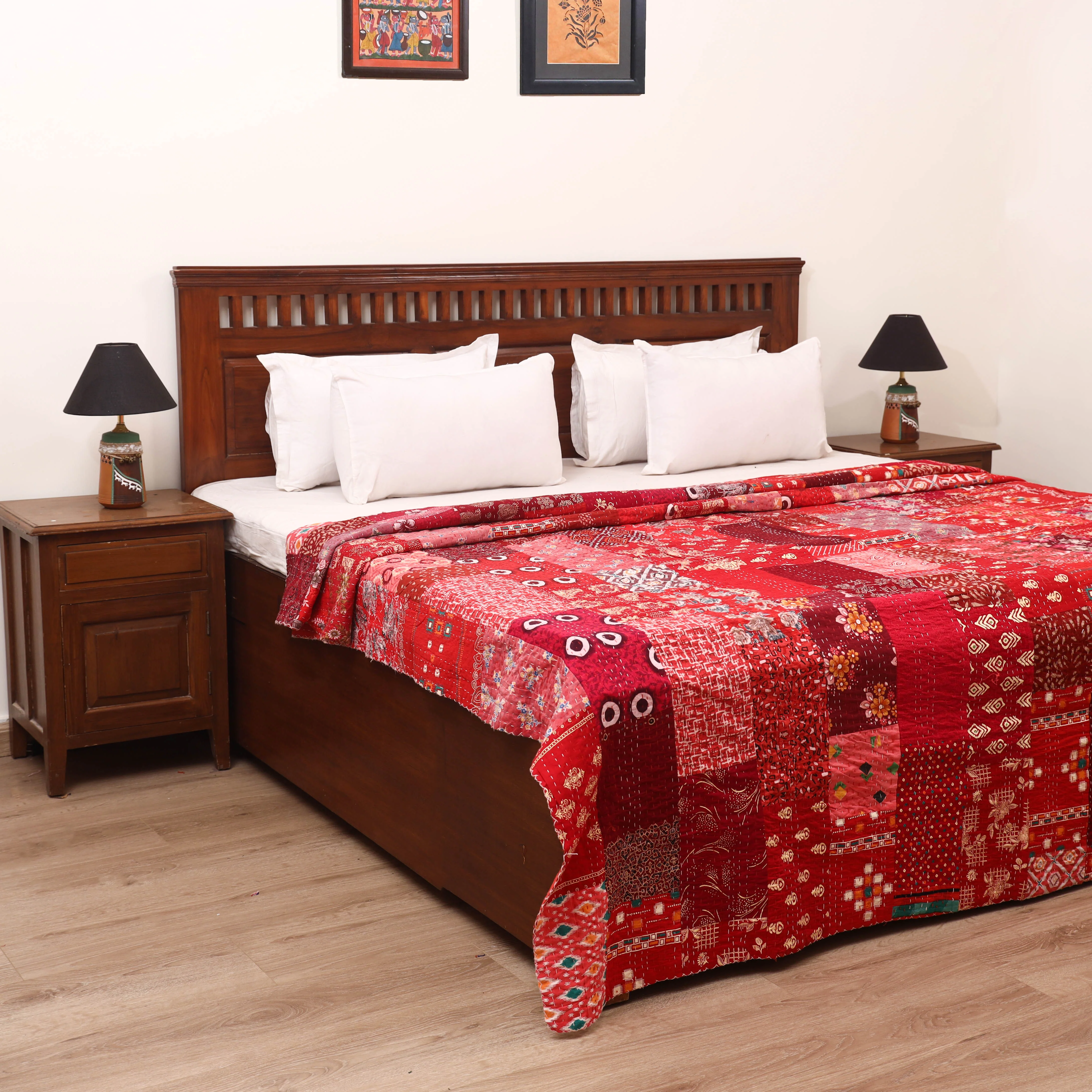 Red - Khambadiya Tagai Patchwork Quilt / Gudri / Blanket 25