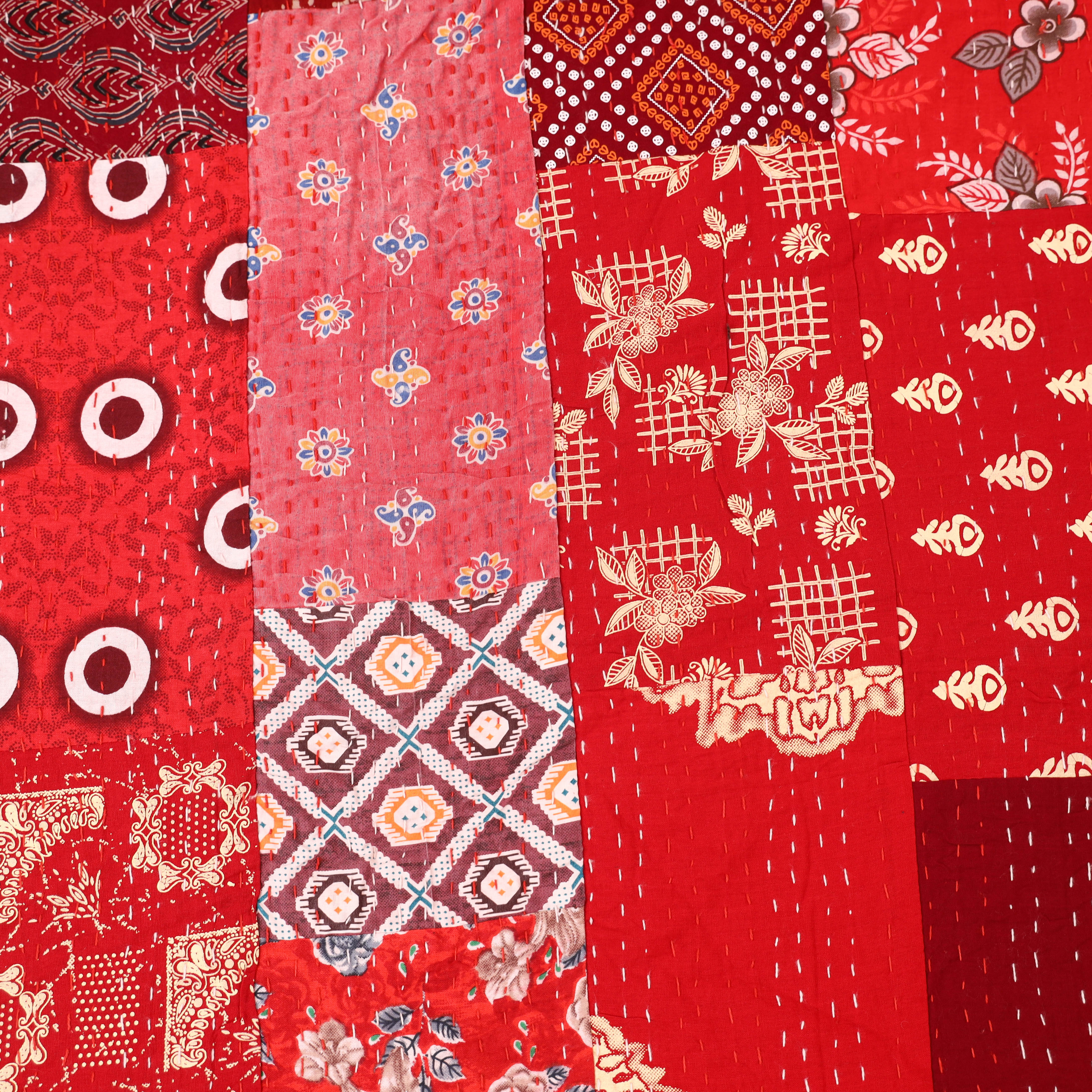 Red - Khambadiya Tagai Patchwork Quilt / Gudri / Blanket 25 - Image 5