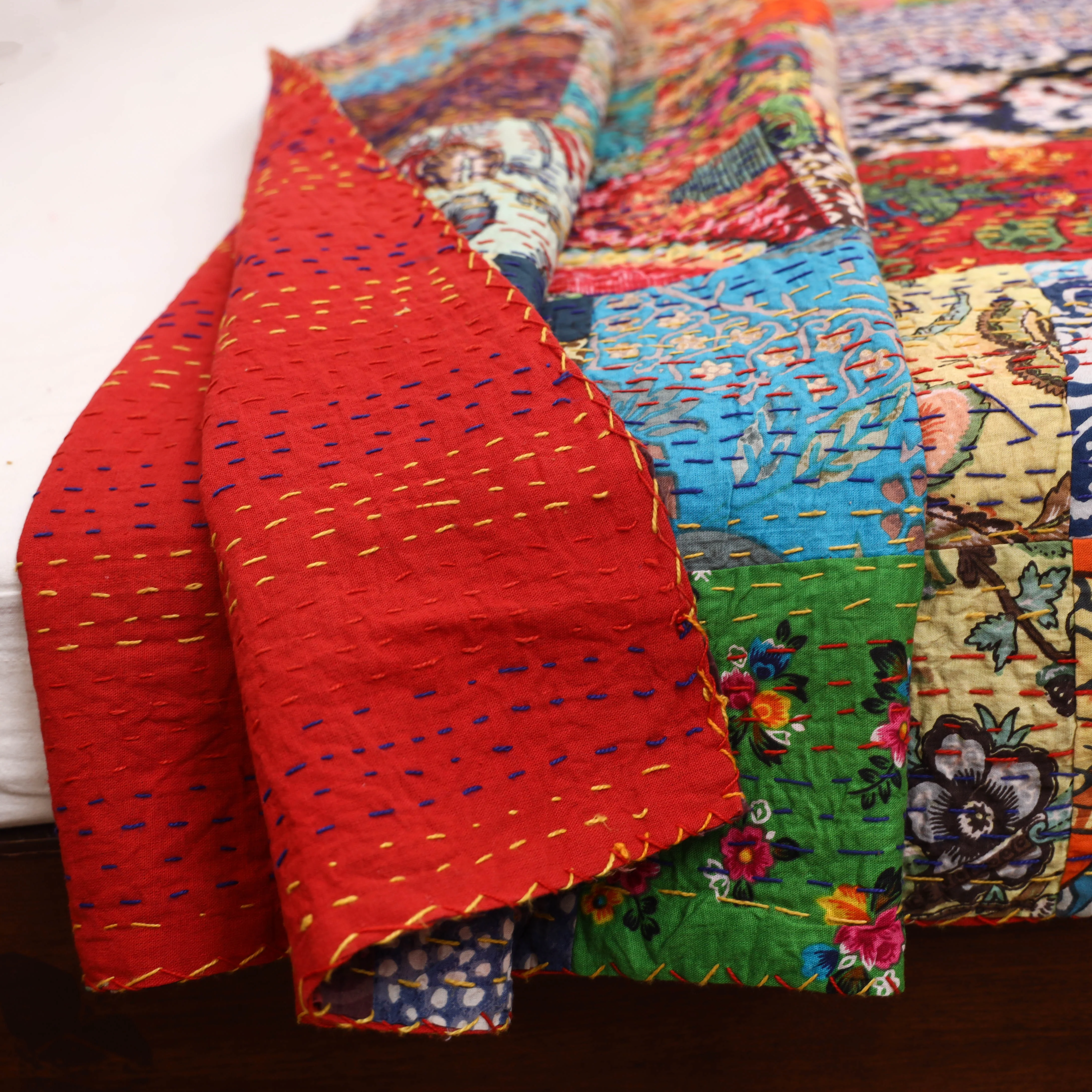 Multicolor - Khambadiya Tagai Patchwork Quilt / Gudri / Blanket 27 - Image 5