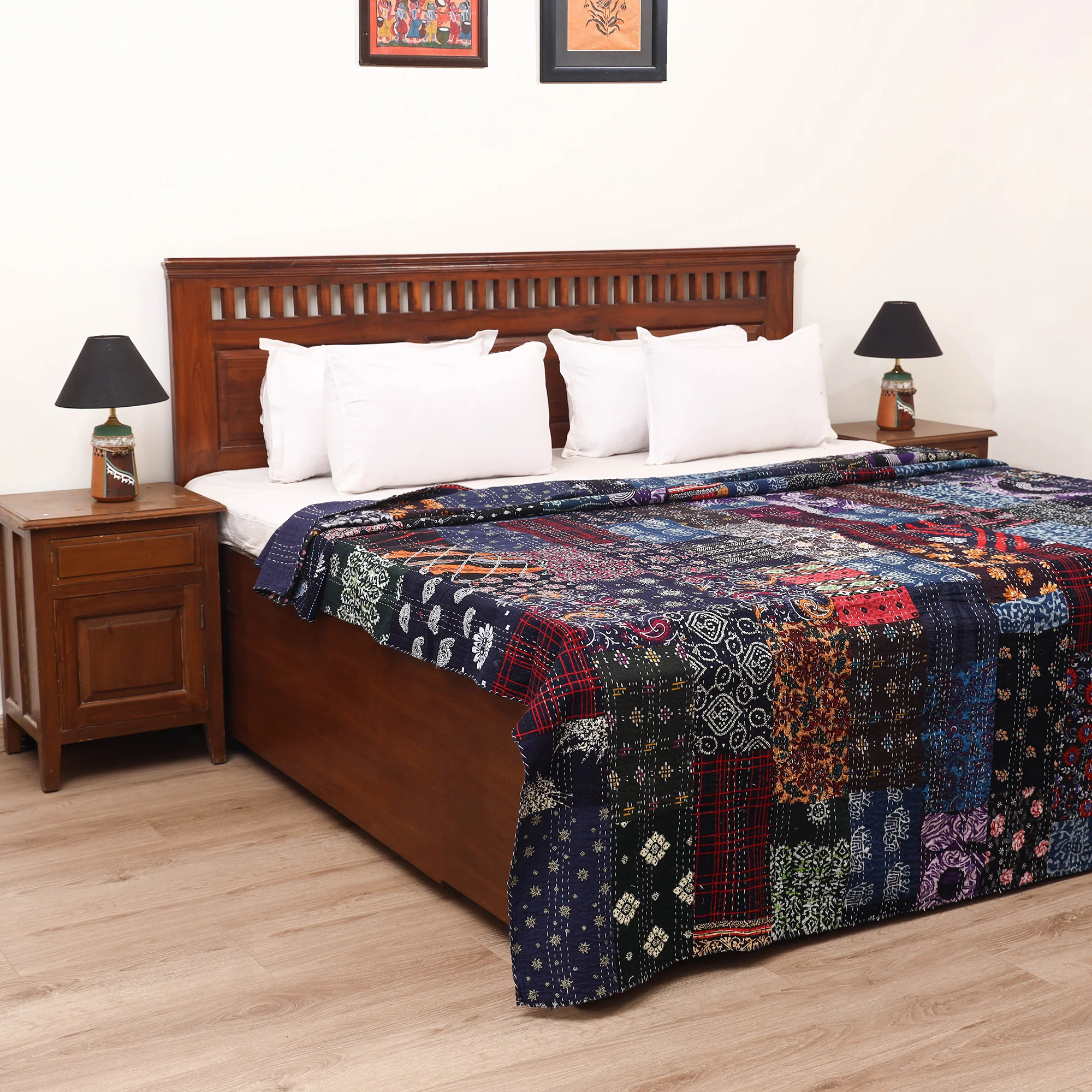 Blue - Khambadiya Tagai Patchwork Quilt / Gudri / Blanket 35