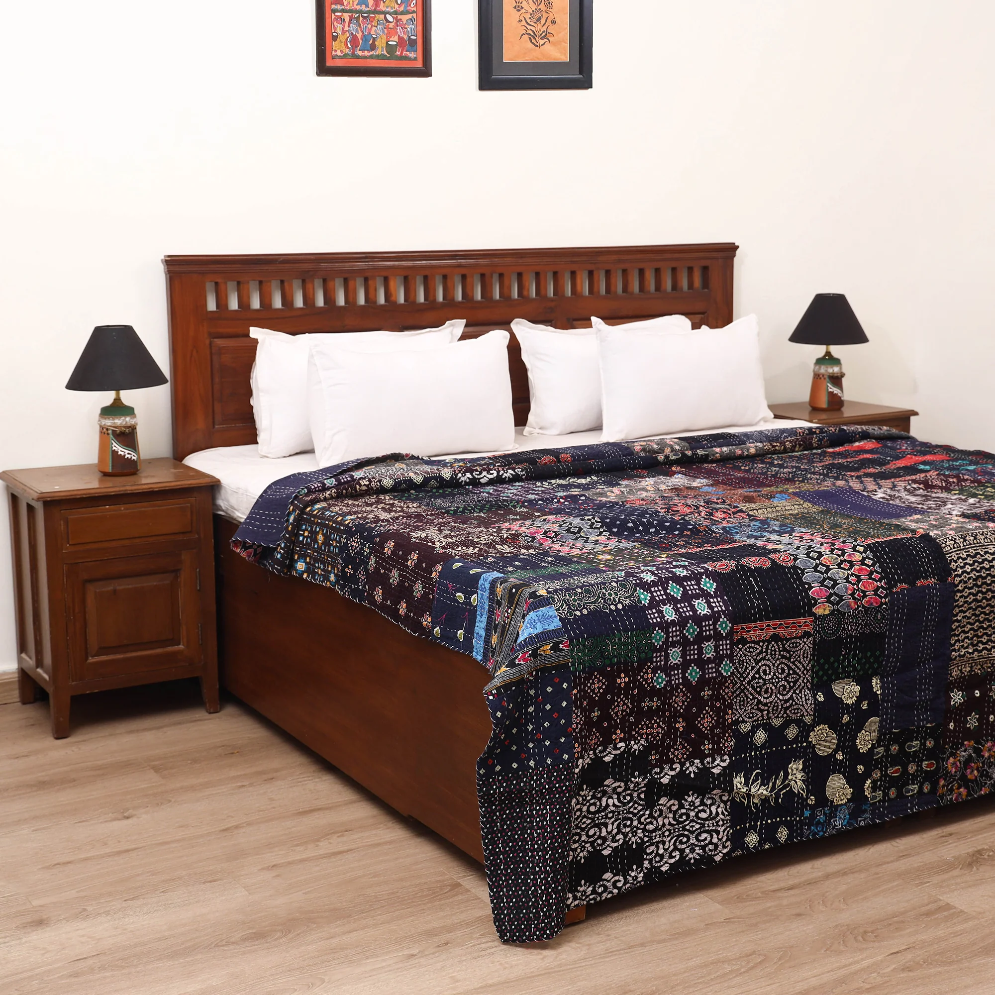 Blue - Khambadiya Tagai Patchwork Quilt / Gudri / Blanket 40