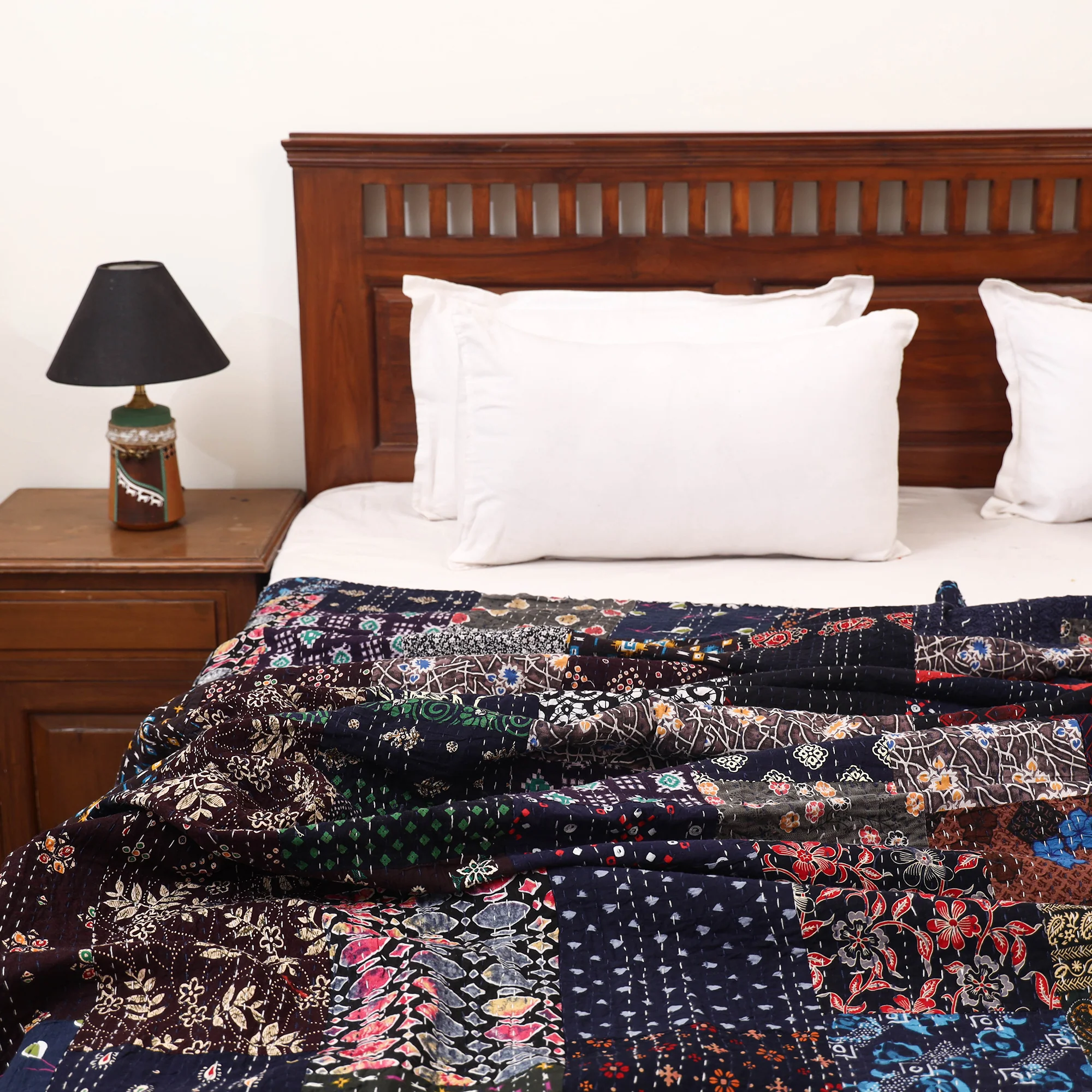 Blue - Khambadiya Tagai Patchwork Quilt / Gudri / Blanket 40 - Image 2
