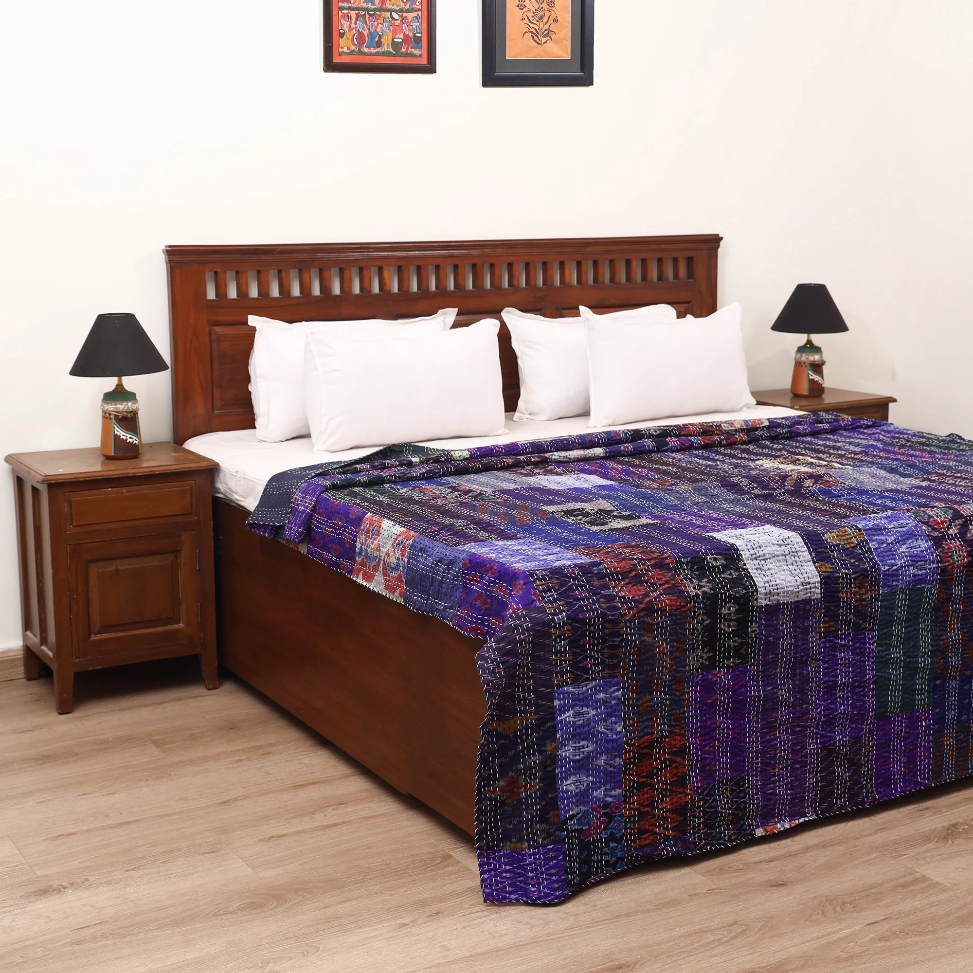 Purple - Khambadiya Tagai Patchwork Quilt / Gudri / Blanket 42