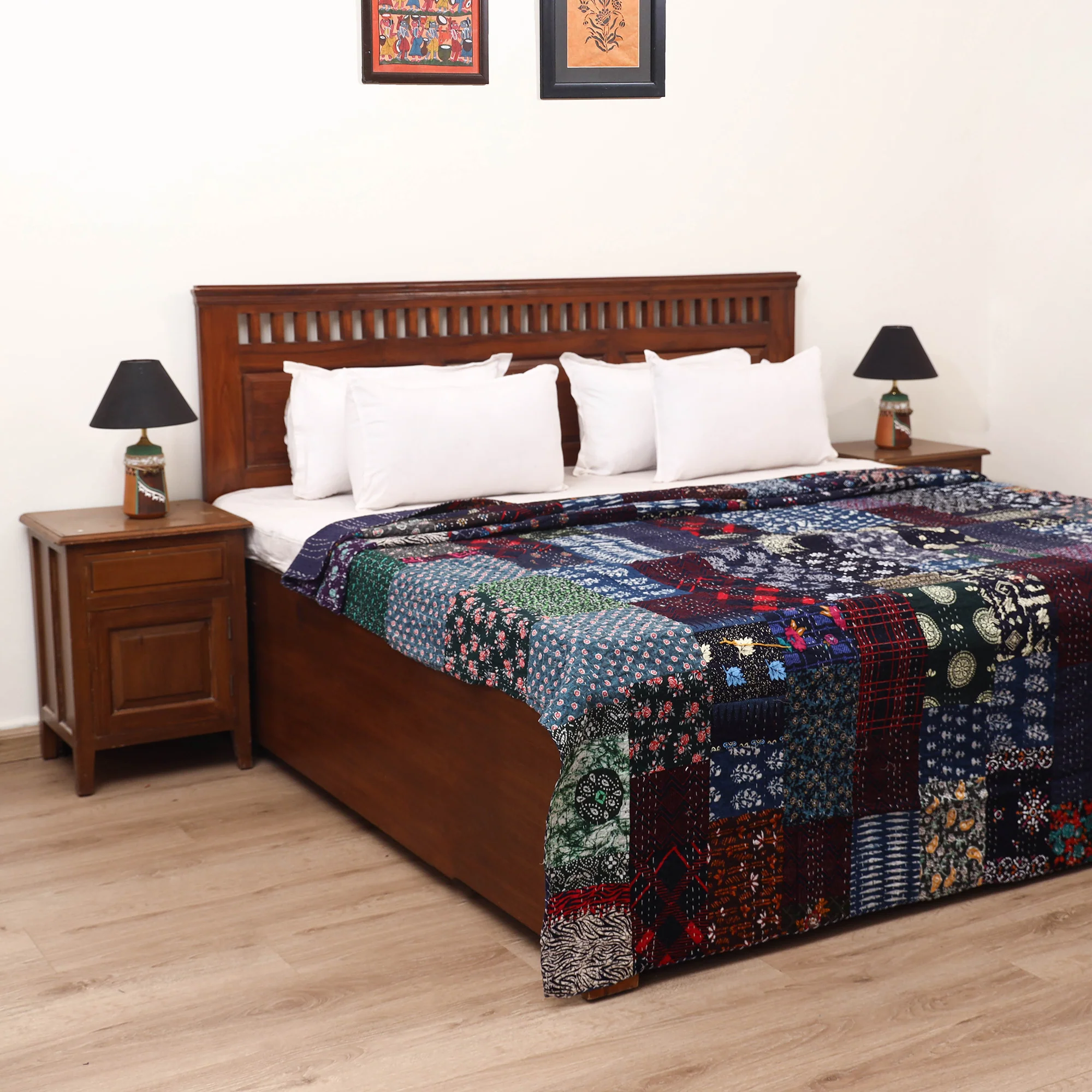 Blue - Khambadiya Tagai Patchwork Quilt / Gudri / Blanket 44