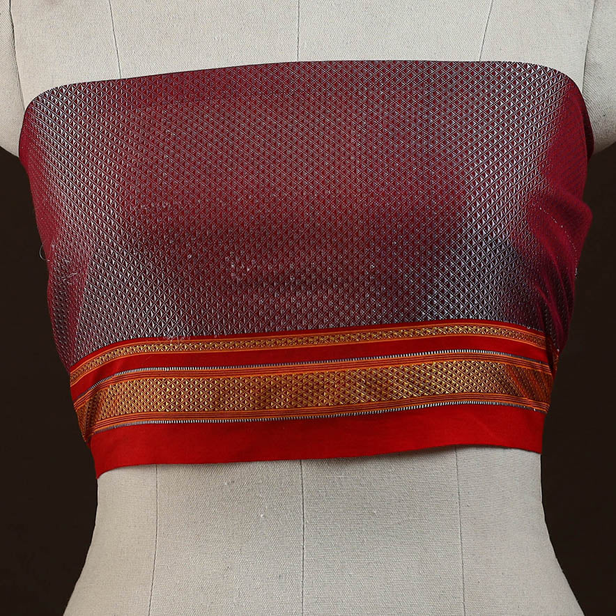 Maroon - Khun Weave Cotton Blouse Piece 38 - Image 2