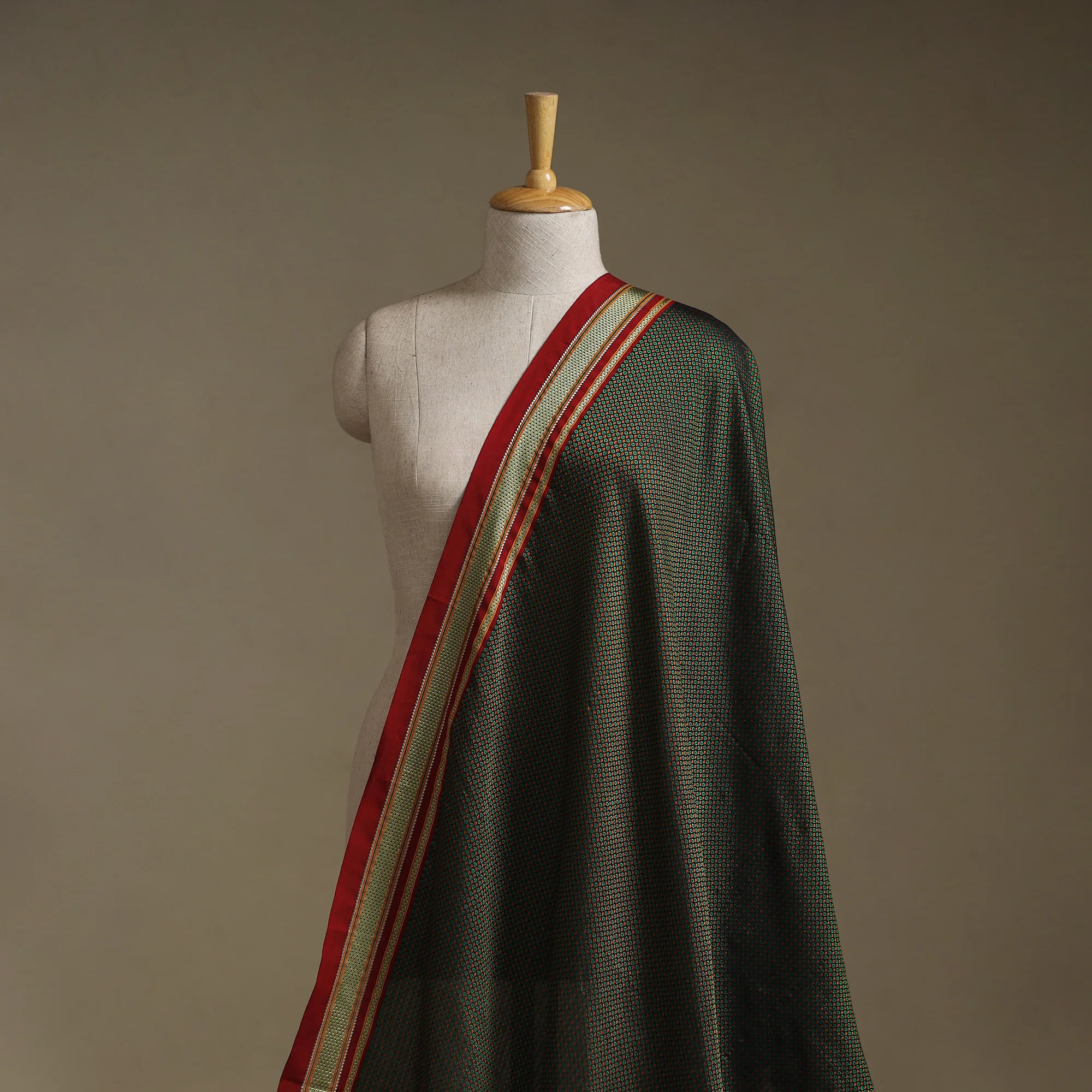 Green - Khun Weave Silk Cotton Fabric 08