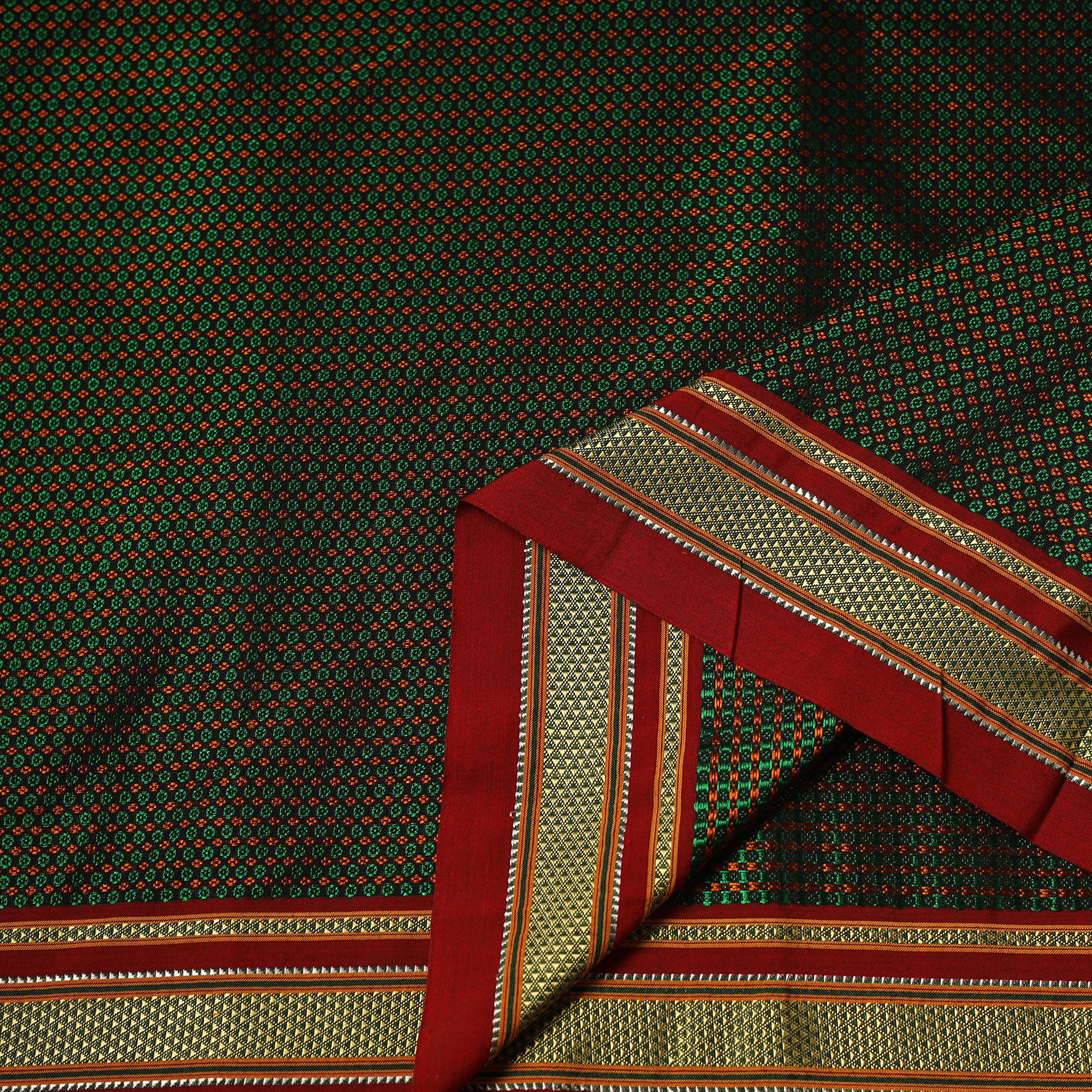 Green - Khun Weave Silk Cotton Fabric 08 - Image 3
