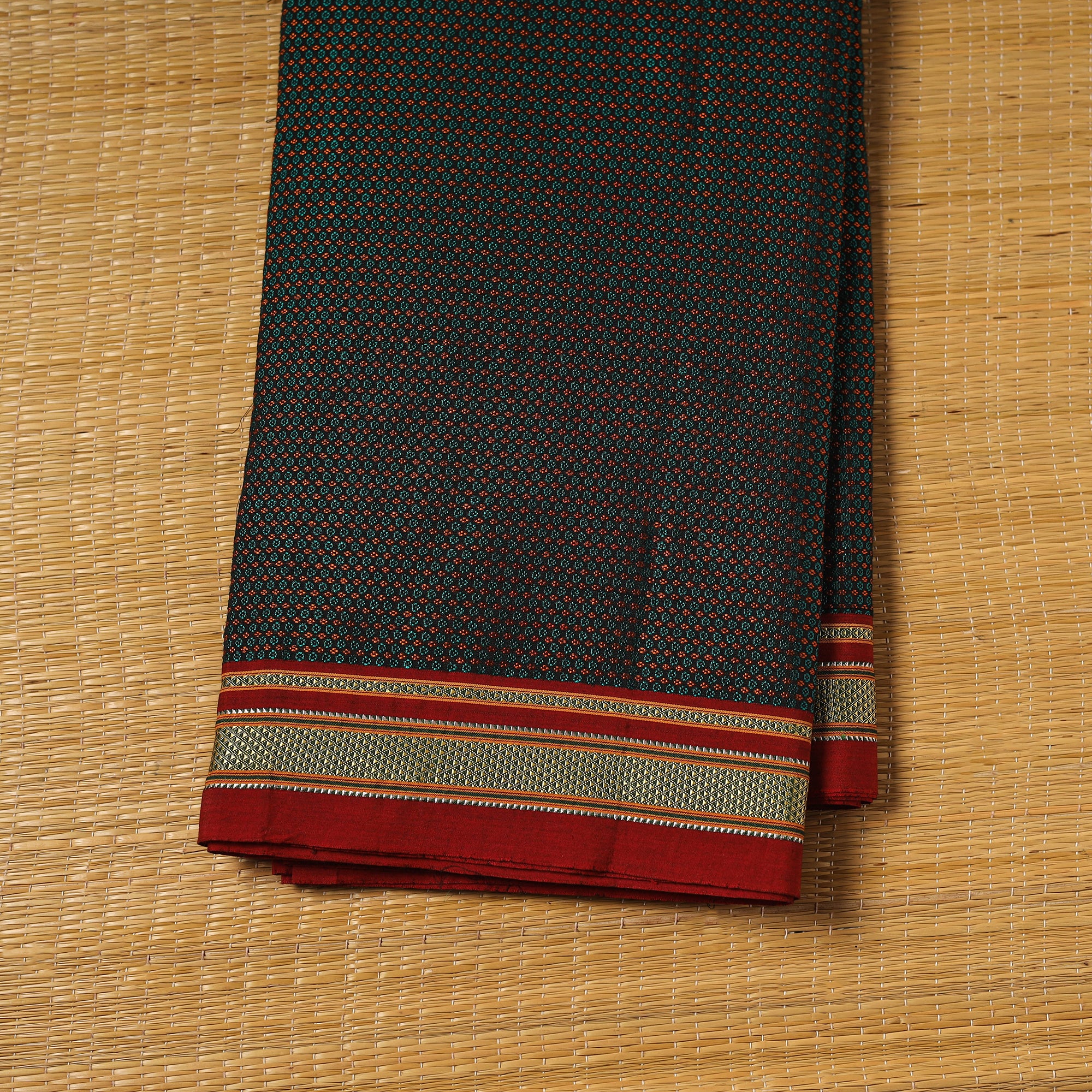 Green - Khun Weave Silk Cotton Fabric 13 - Image 2