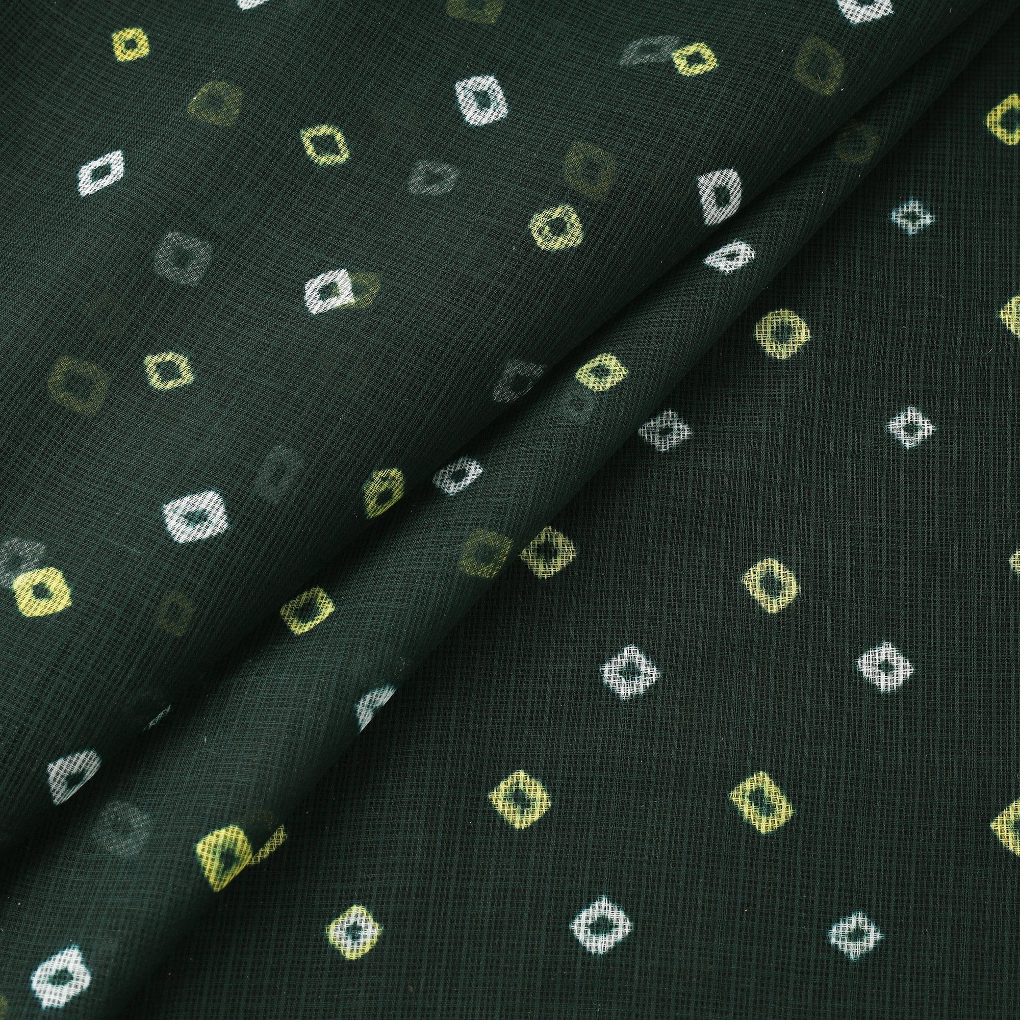 Green - Kota Doria Cotton Bandhani Tie-Dye Fabric 14 - Image 2