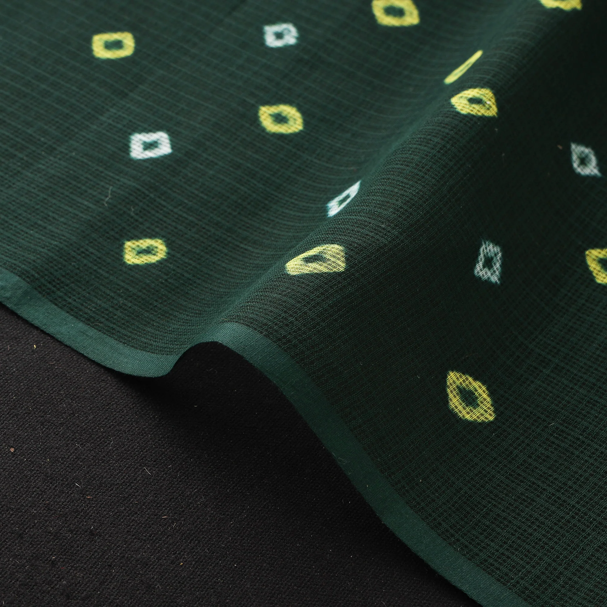 Green - Kota Doria Cotton Bandhani Tie-Dye Fabric 14 - Image 4