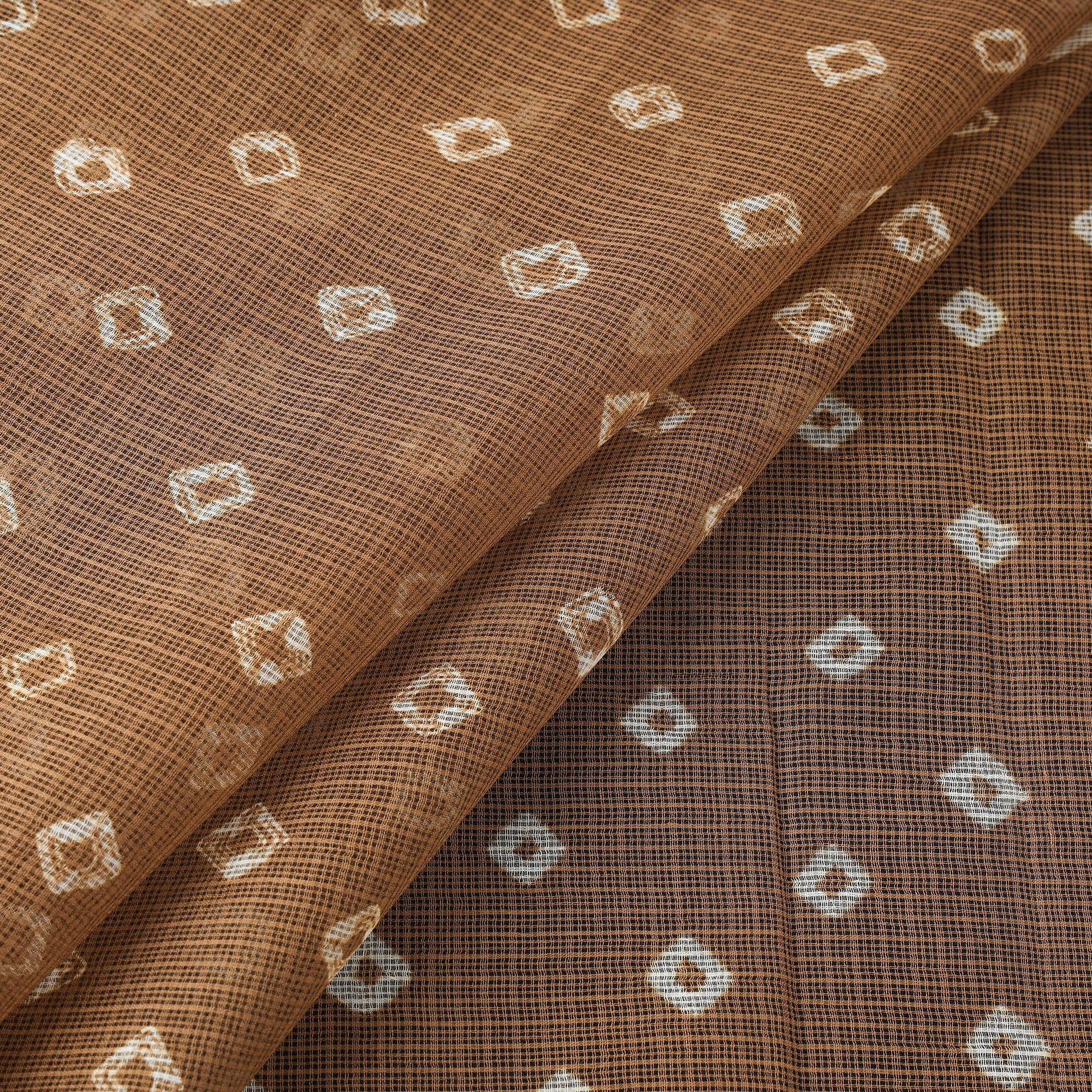 Brown - Kota Doria Cotton Bandhani Tie-Dye Fabric 17 - Image 2