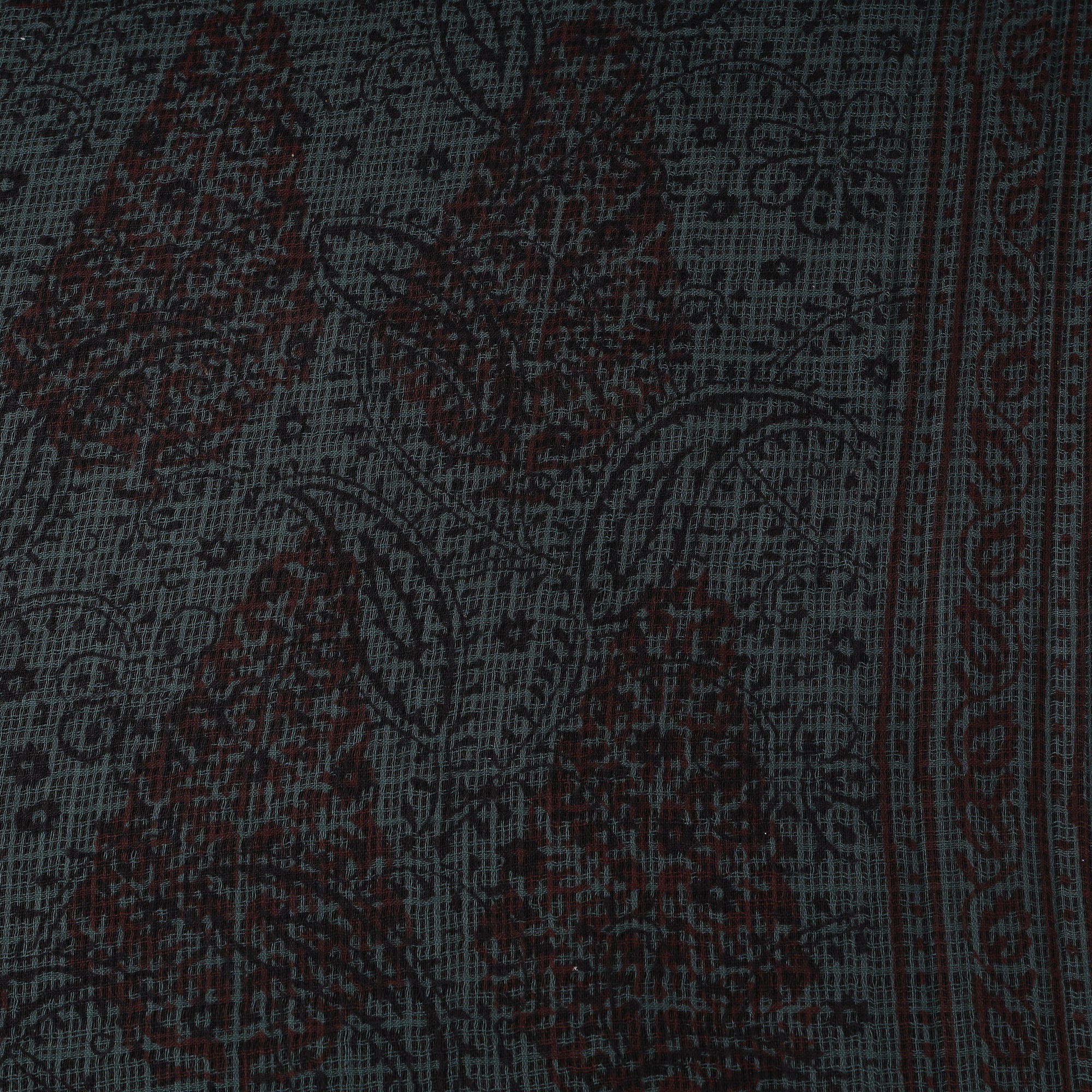 Green - Kota Doria Cotton Natural Dyed Hand Block Bagh Print Fabric 02 - Image 4