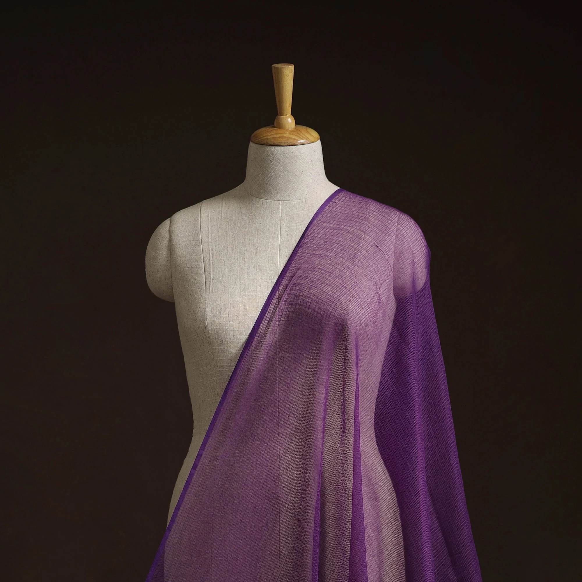 Purple - Kota Doria Cotton Plain Fabric 01 - Image 2