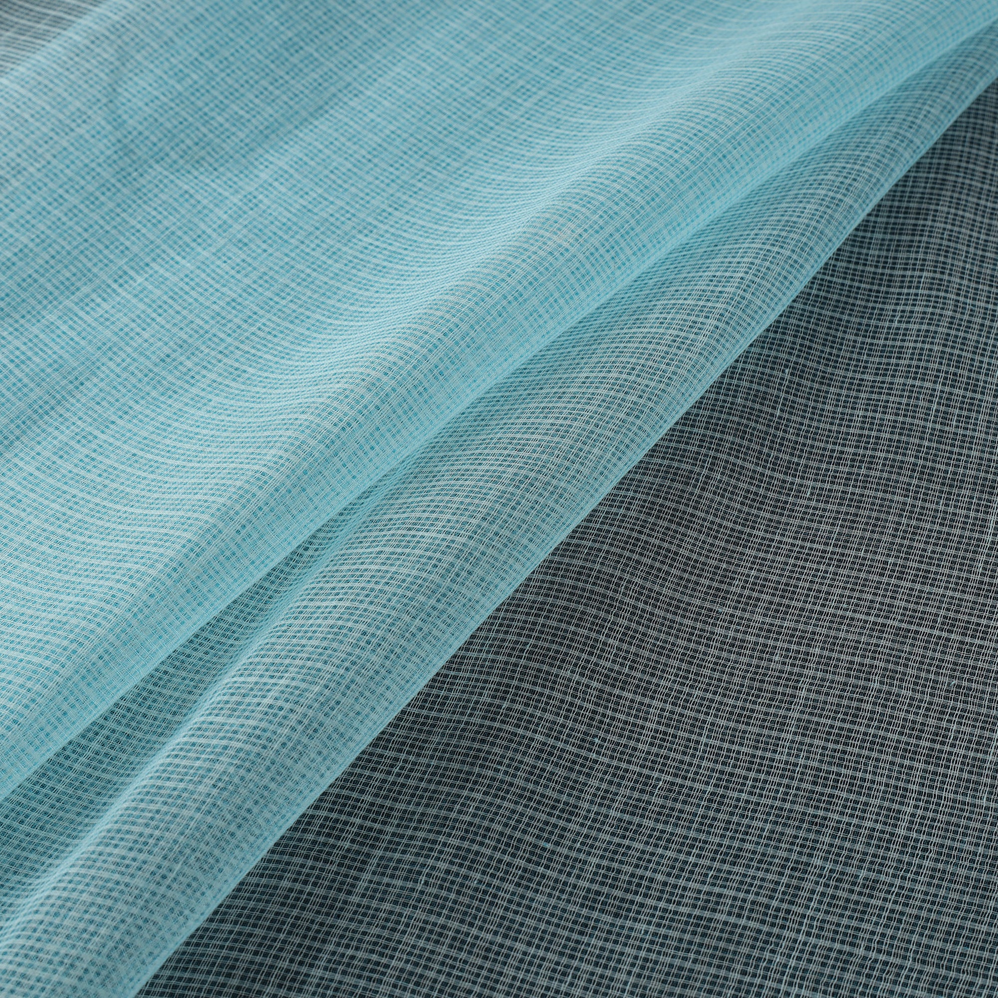 Blue - Kota Doria Cotton Plain Fabric 02