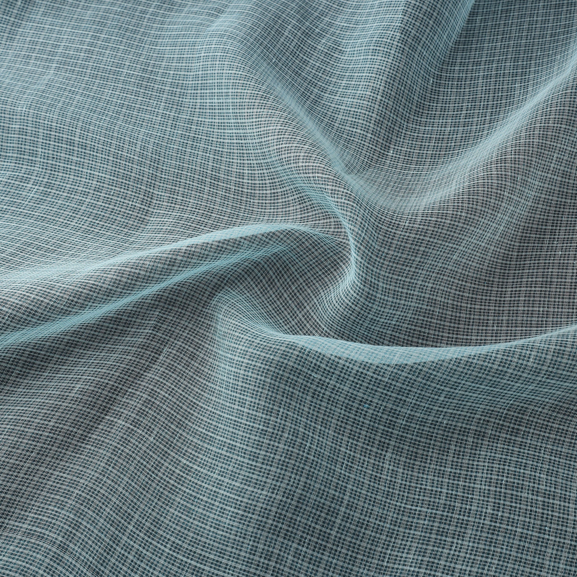 Blue - Kota Doria Cotton Plain Fabric 02 - Image 3