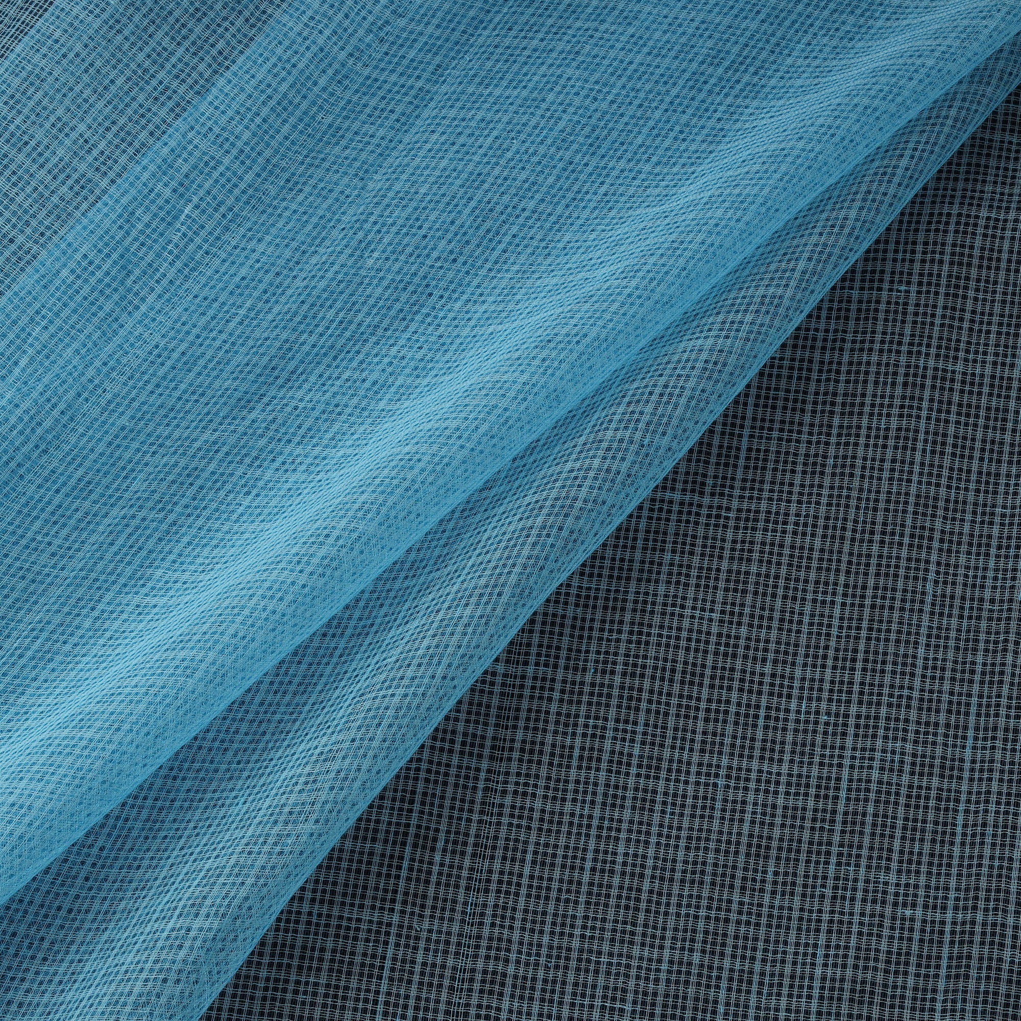 Blue - Kota Doria Cotton Plain Fabric 03