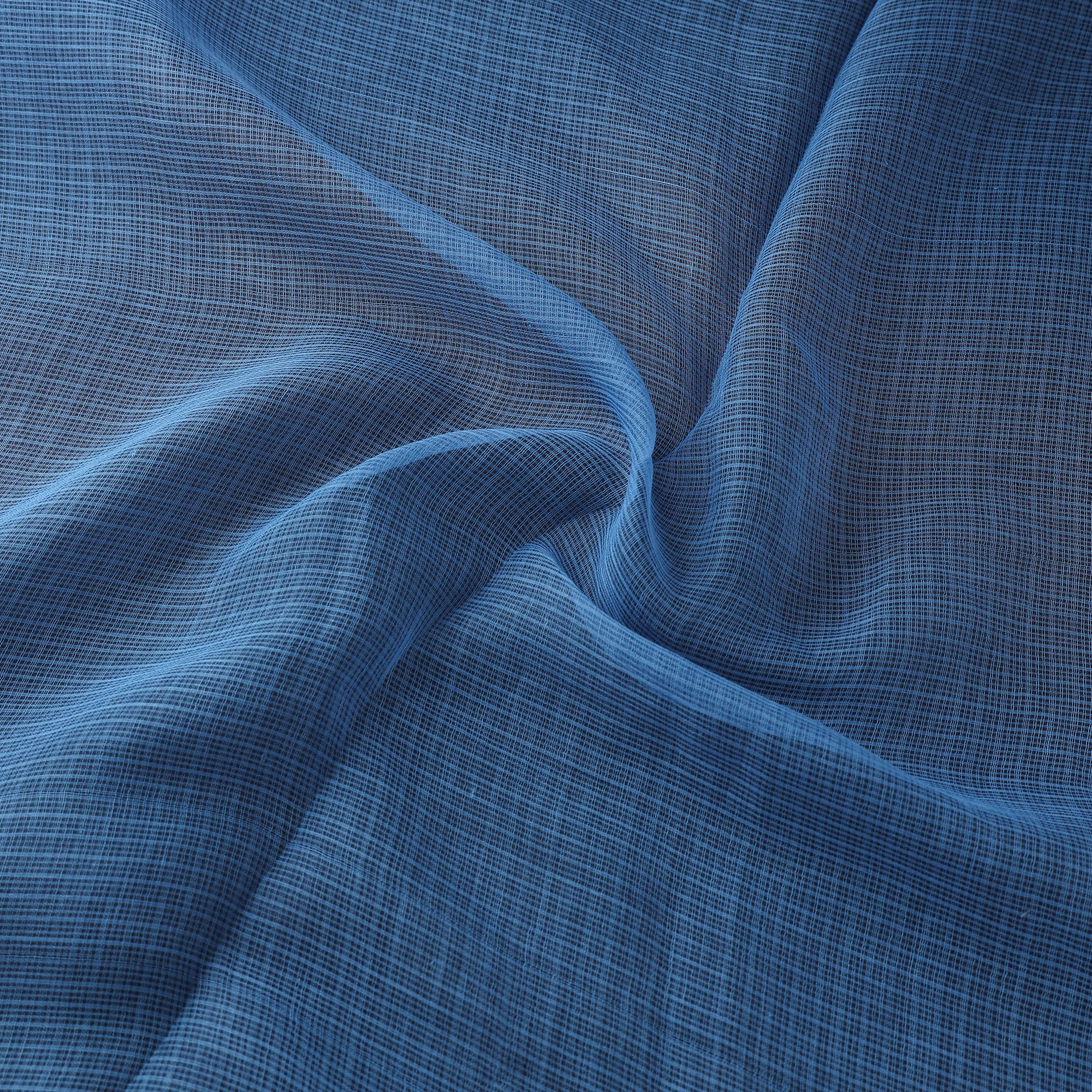 Blue - Kota Doria Cotton Plain Fabric 04 - Image 3
